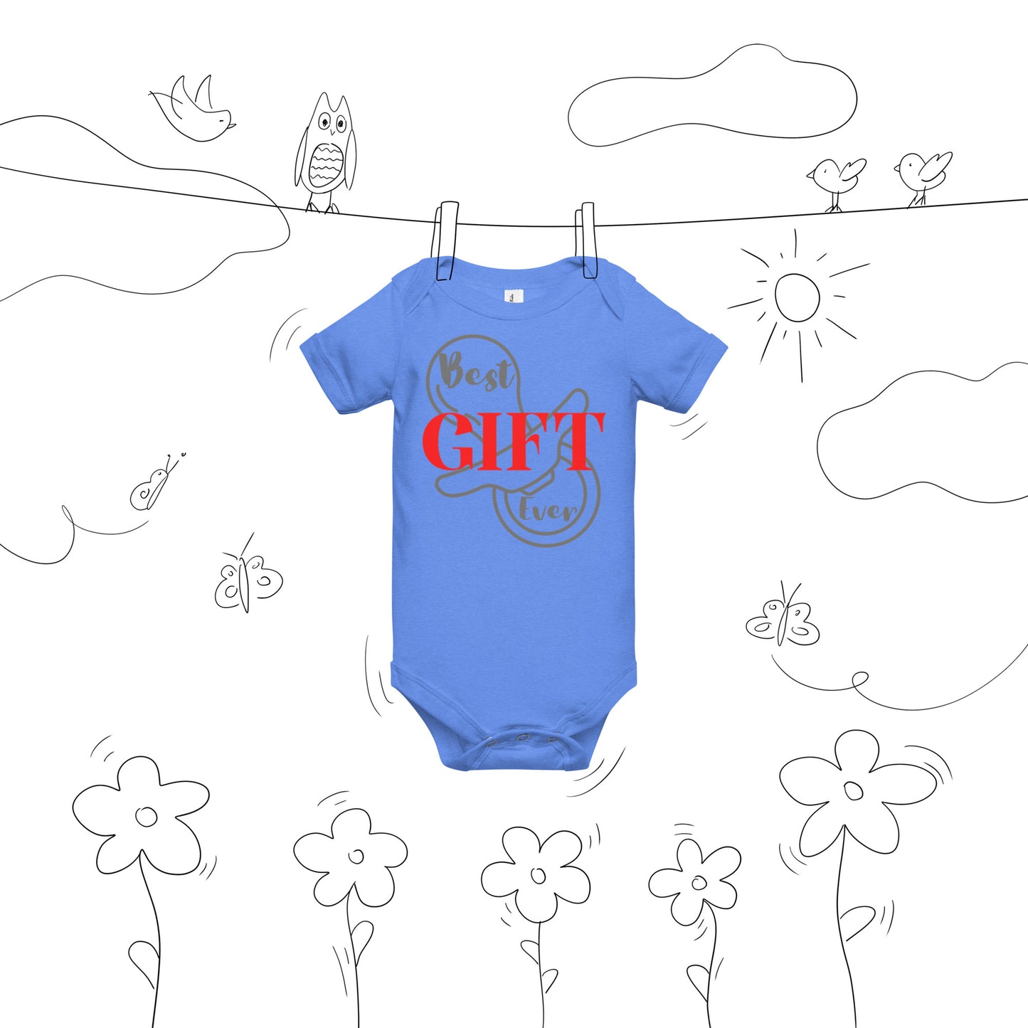 Best Gift Ever Baby short sleeve one piece Pacifier