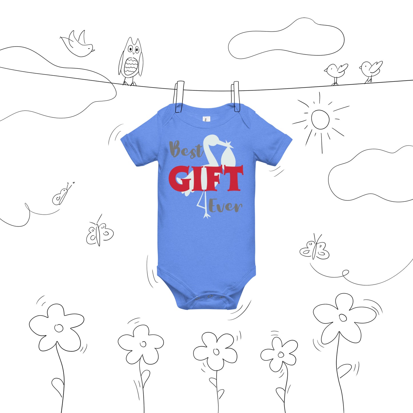 Best Gift Ever Stork& Baby short sleeve baby bodysuit