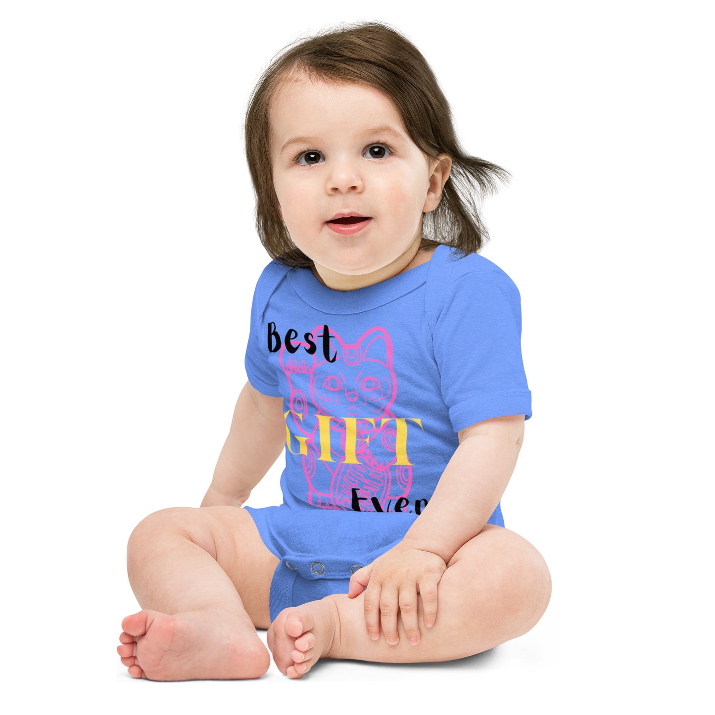 Best Gift Ever, Lucky Cat, Baby short sleeve bodysuit
