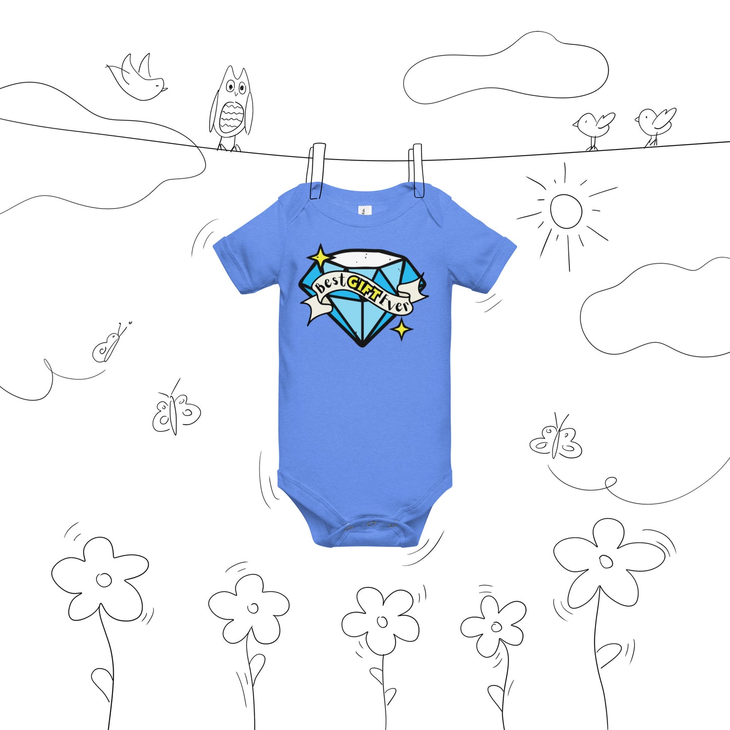 Best Gift Ever, Tattoo Diamond, Baby short sleeve bodysuit