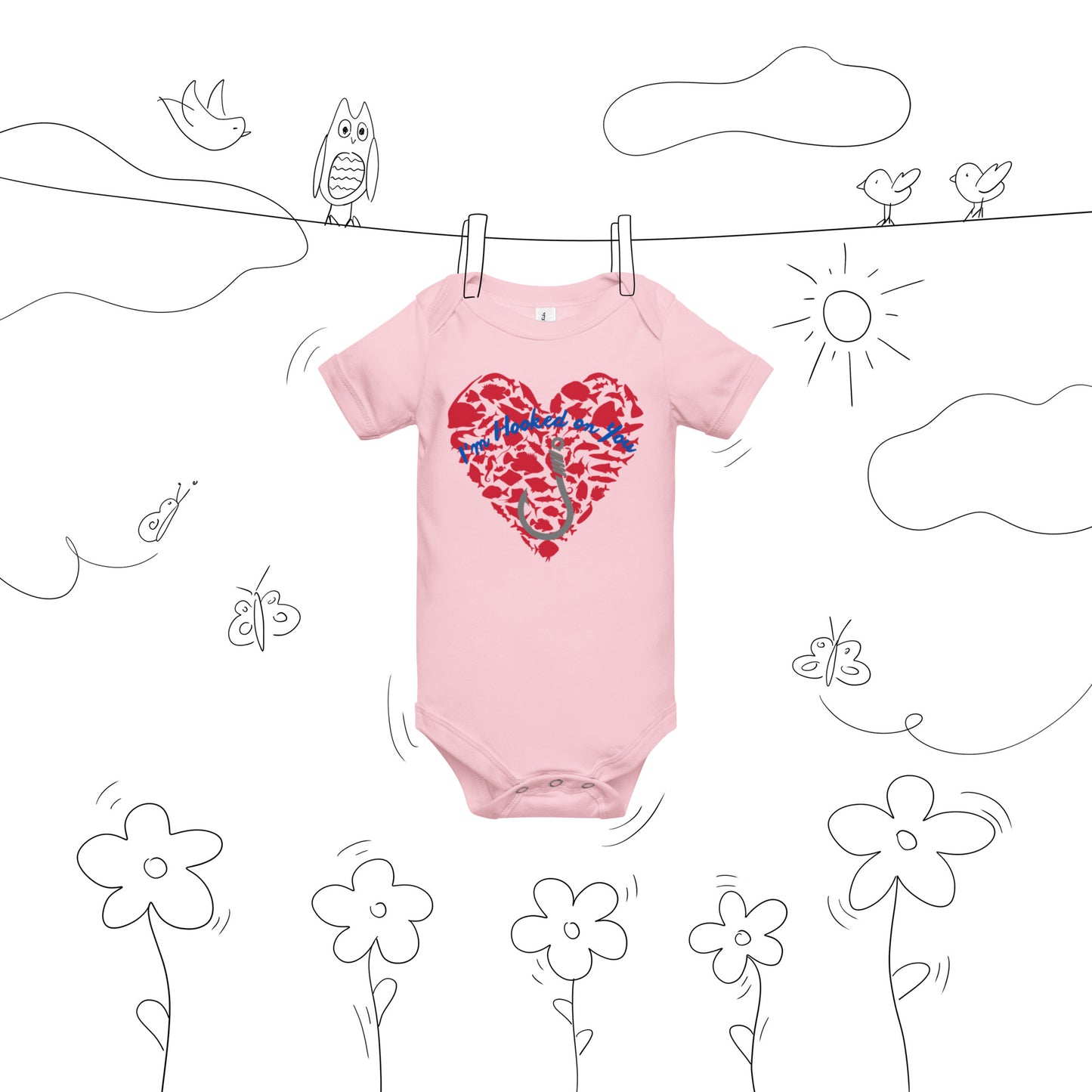 Fishing Lover Baby short sleeve Bodysuit