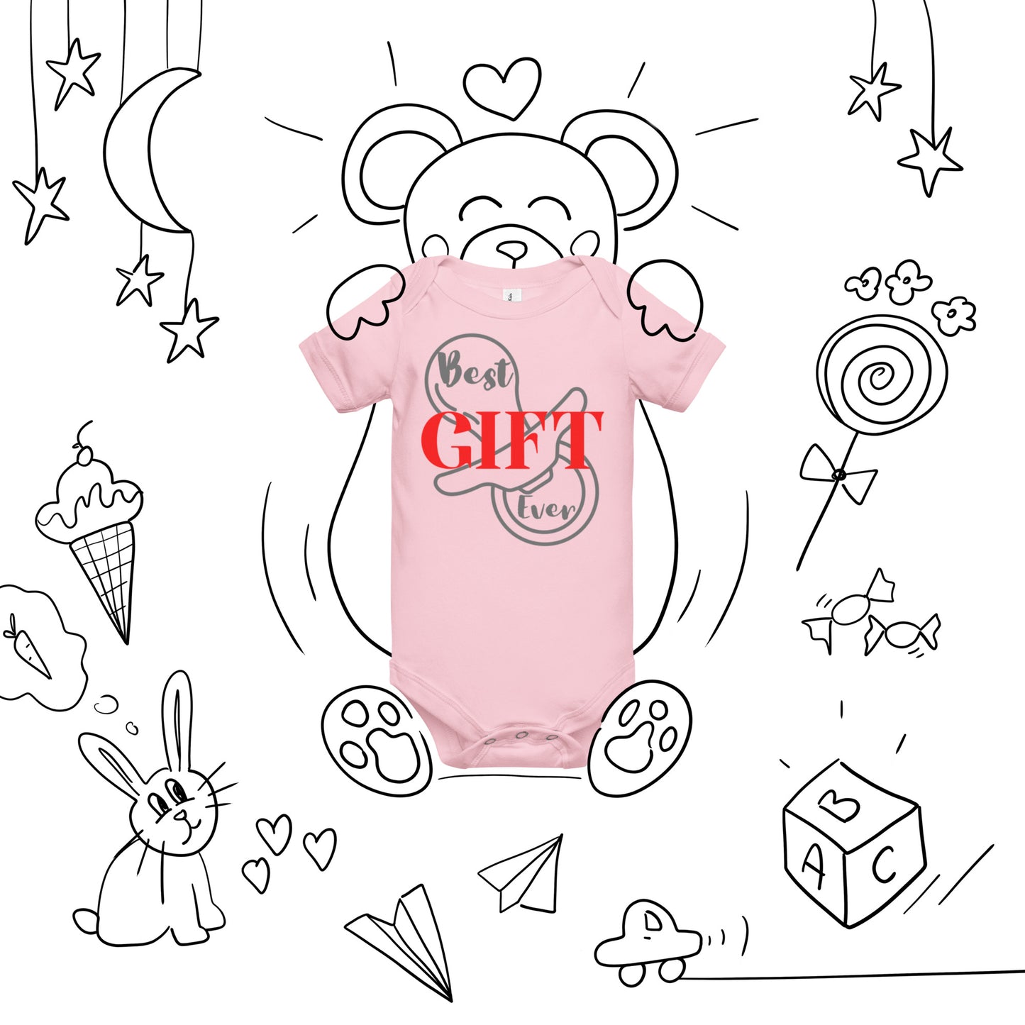 Best Gift Ever Baby short sleeve one piece Pacifier