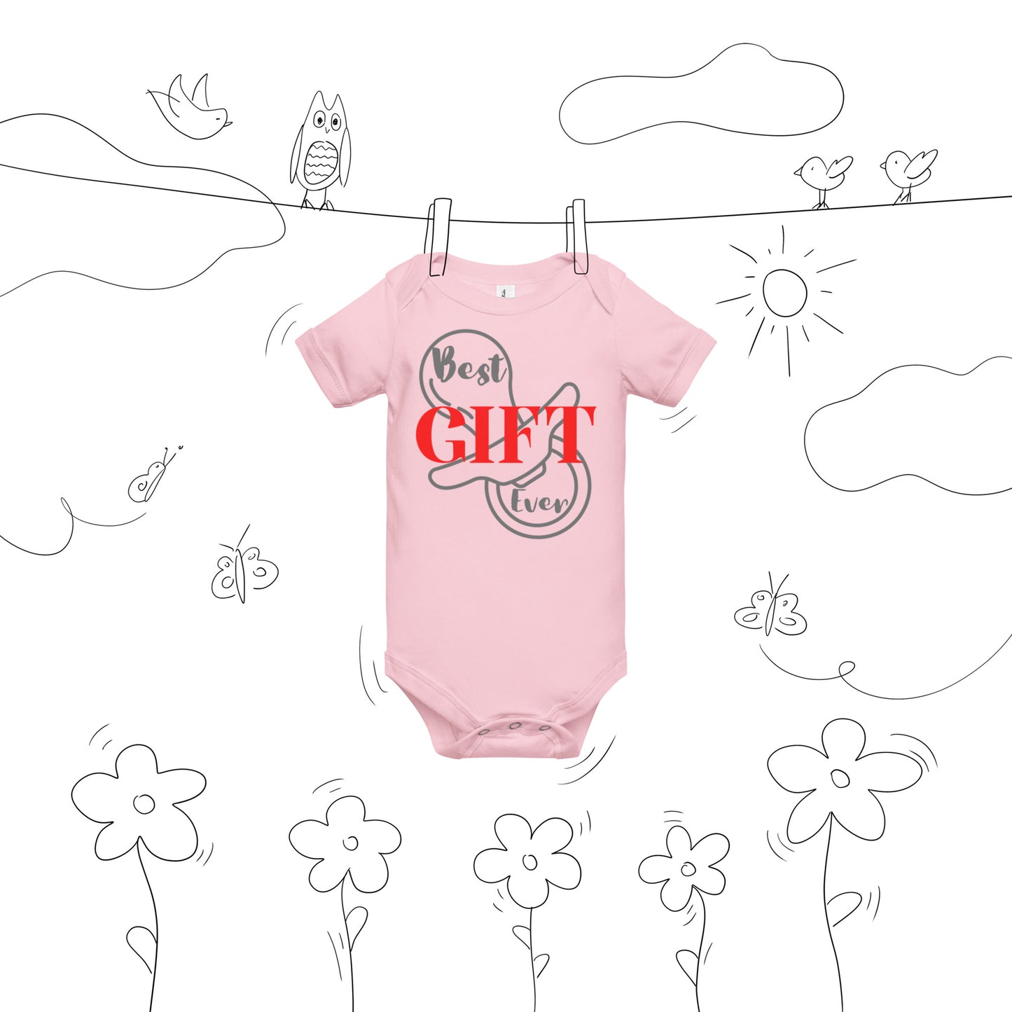 Best Gift Ever Baby short sleeve one piece Pacifier