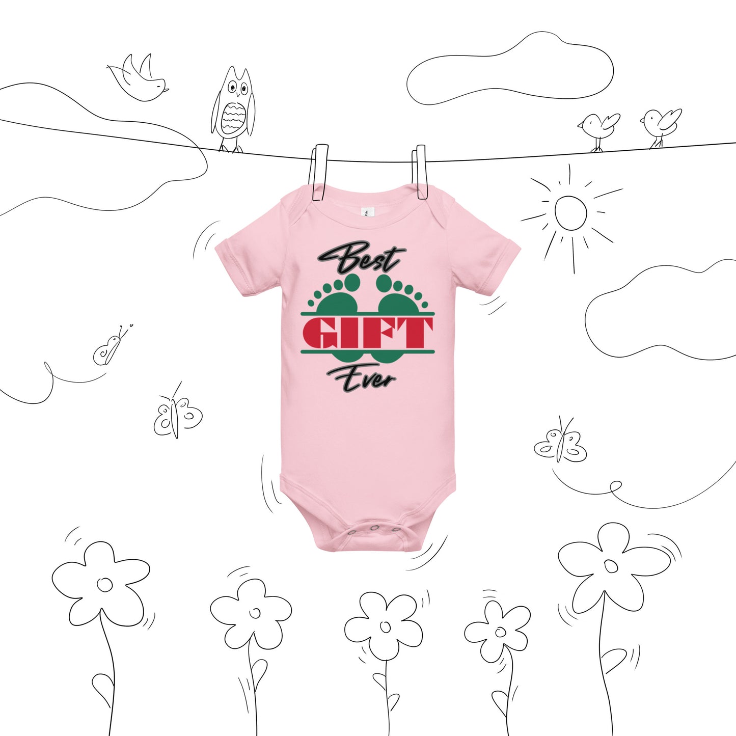 Best Gift Ever Baby Foot Baby Cotton short sleeve bodysuit