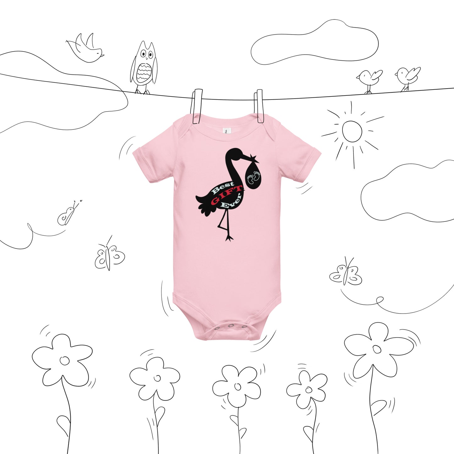 Best Gift Ever Stork with Baby bodysuit