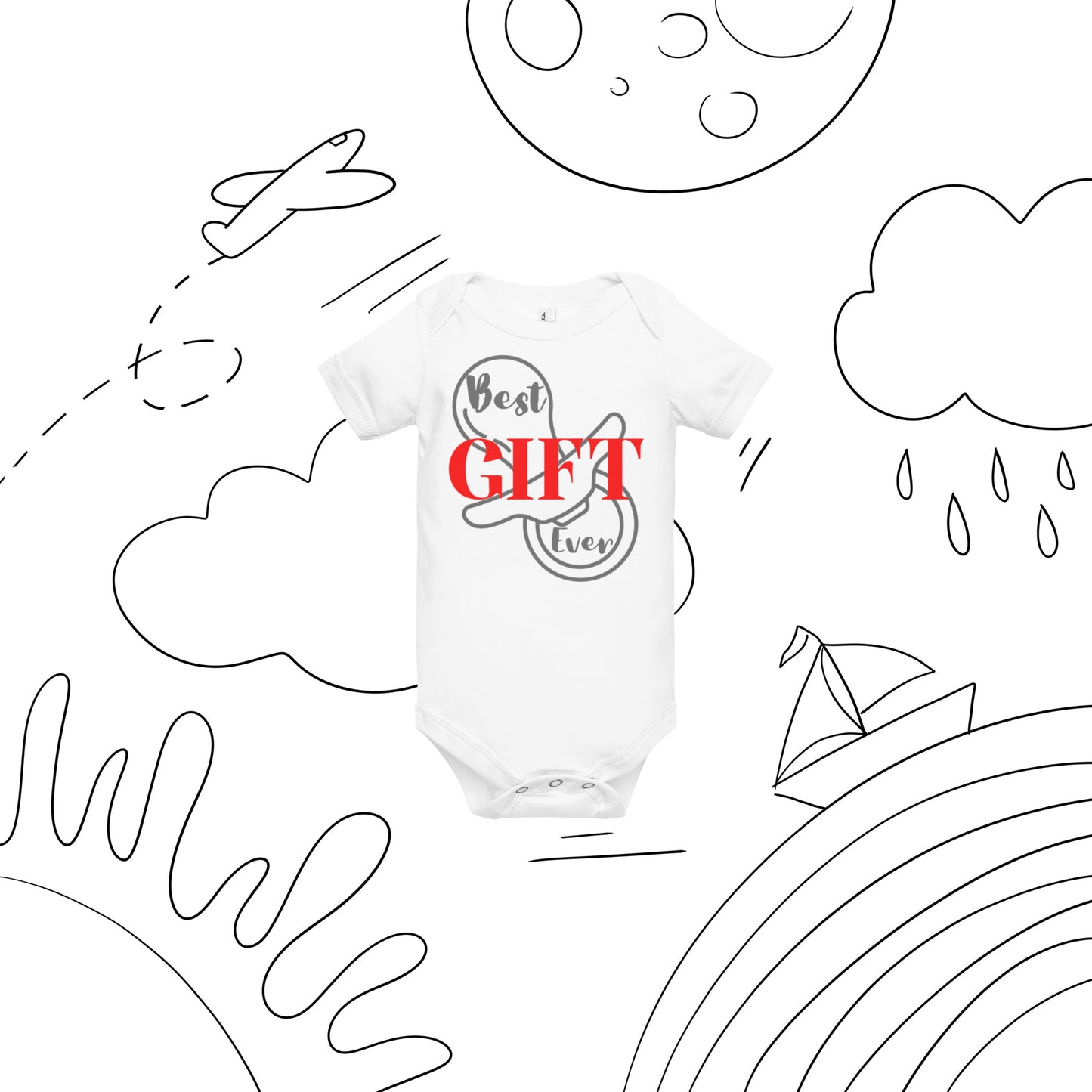 Best Gift Ever Baby short sleeve one piece Pacifier