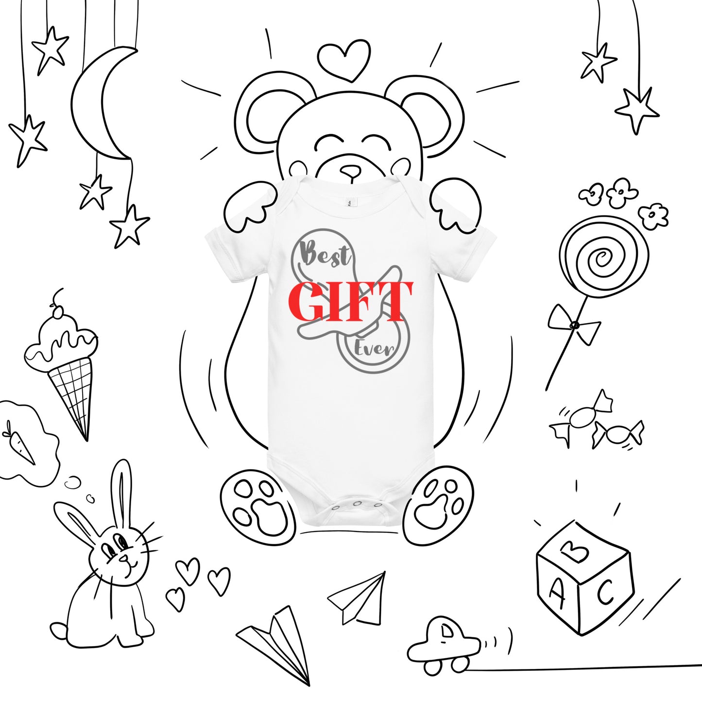 Best Gift Ever Baby short sleeve one piece Pacifier