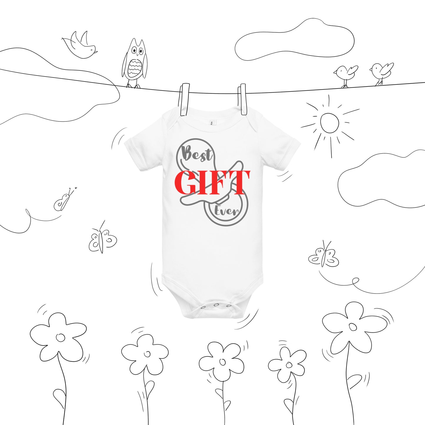 Best Gift Ever Baby short sleeve one piece Pacifier