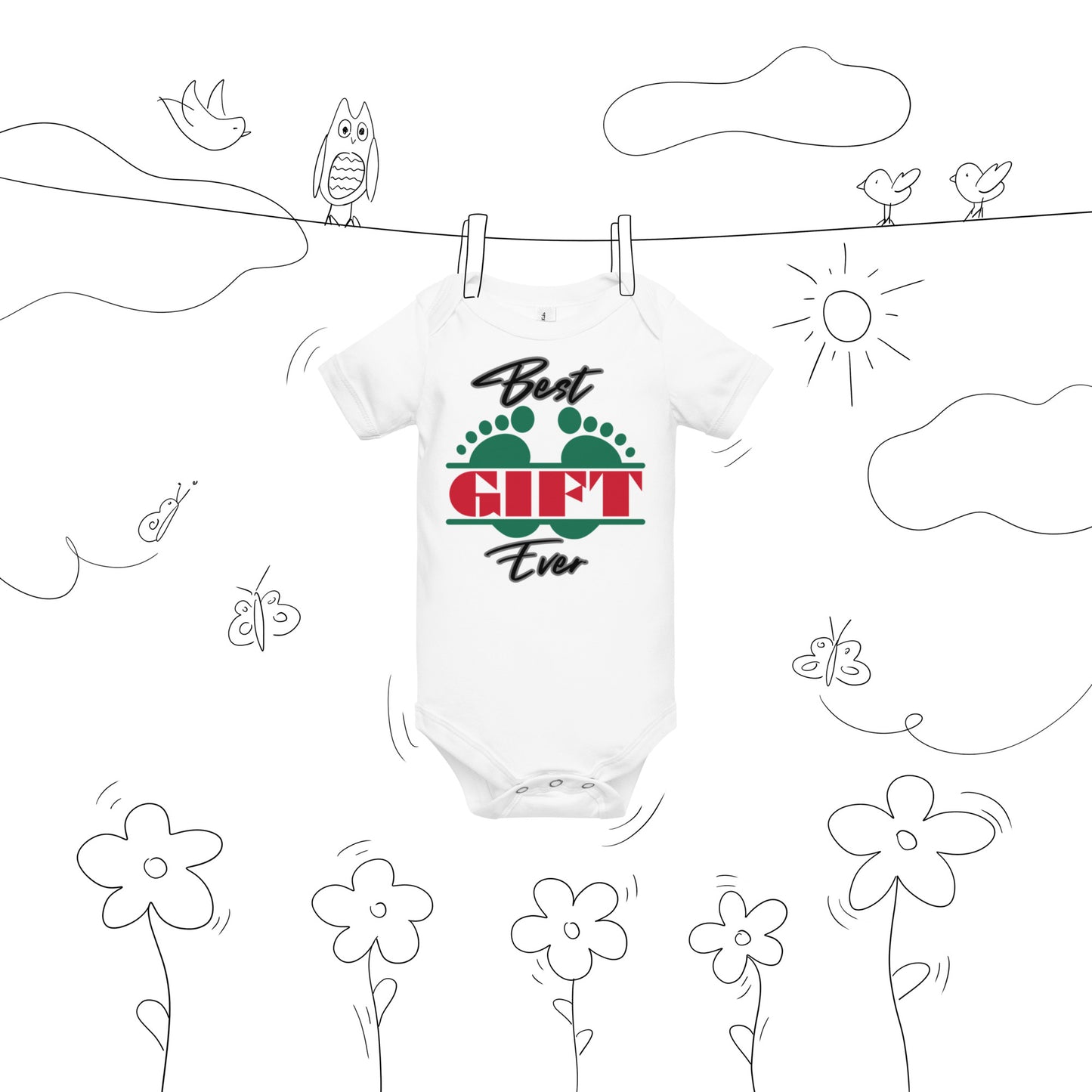 Best Gift Ever Baby Foot Baby Cotton short sleeve bodysuit
