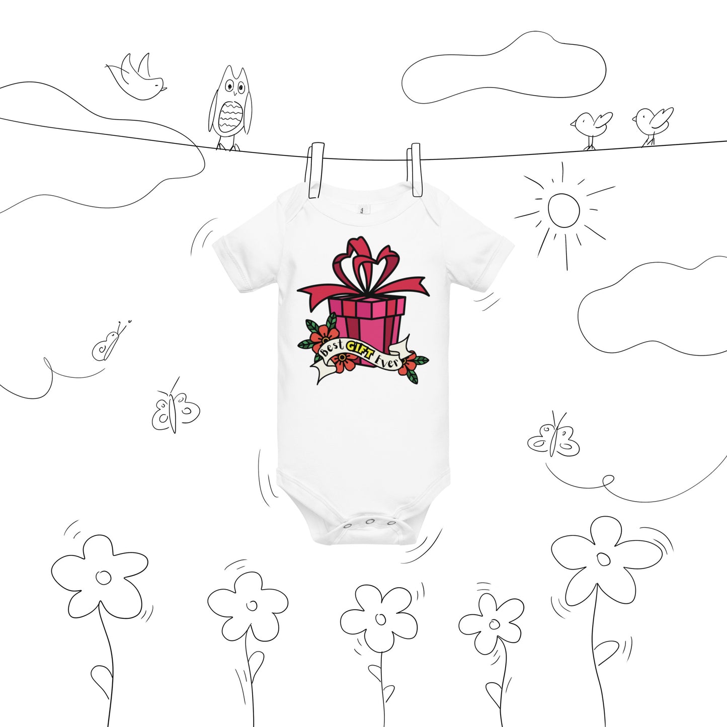 Best Gift Ever, Baby short sleeve bodysuit, Christmas Gift,