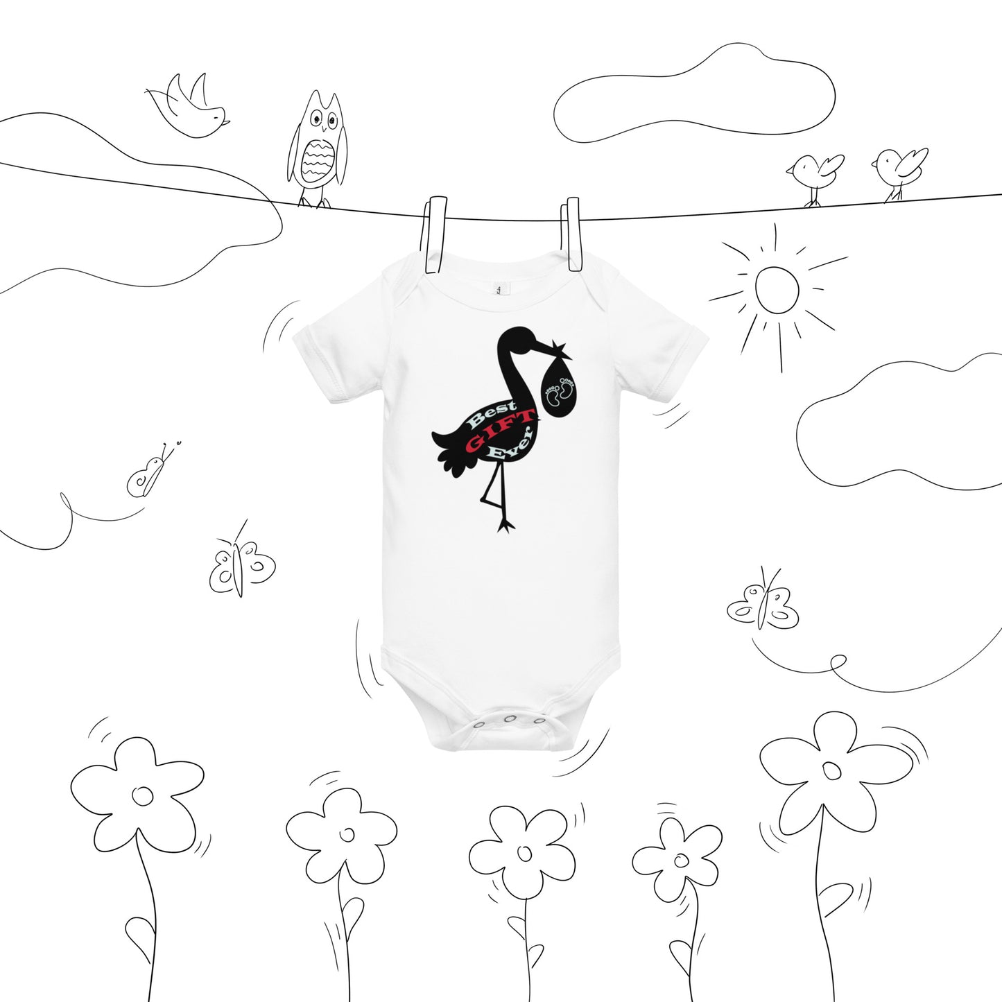Best Gift Ever Stork with Baby bodysuit