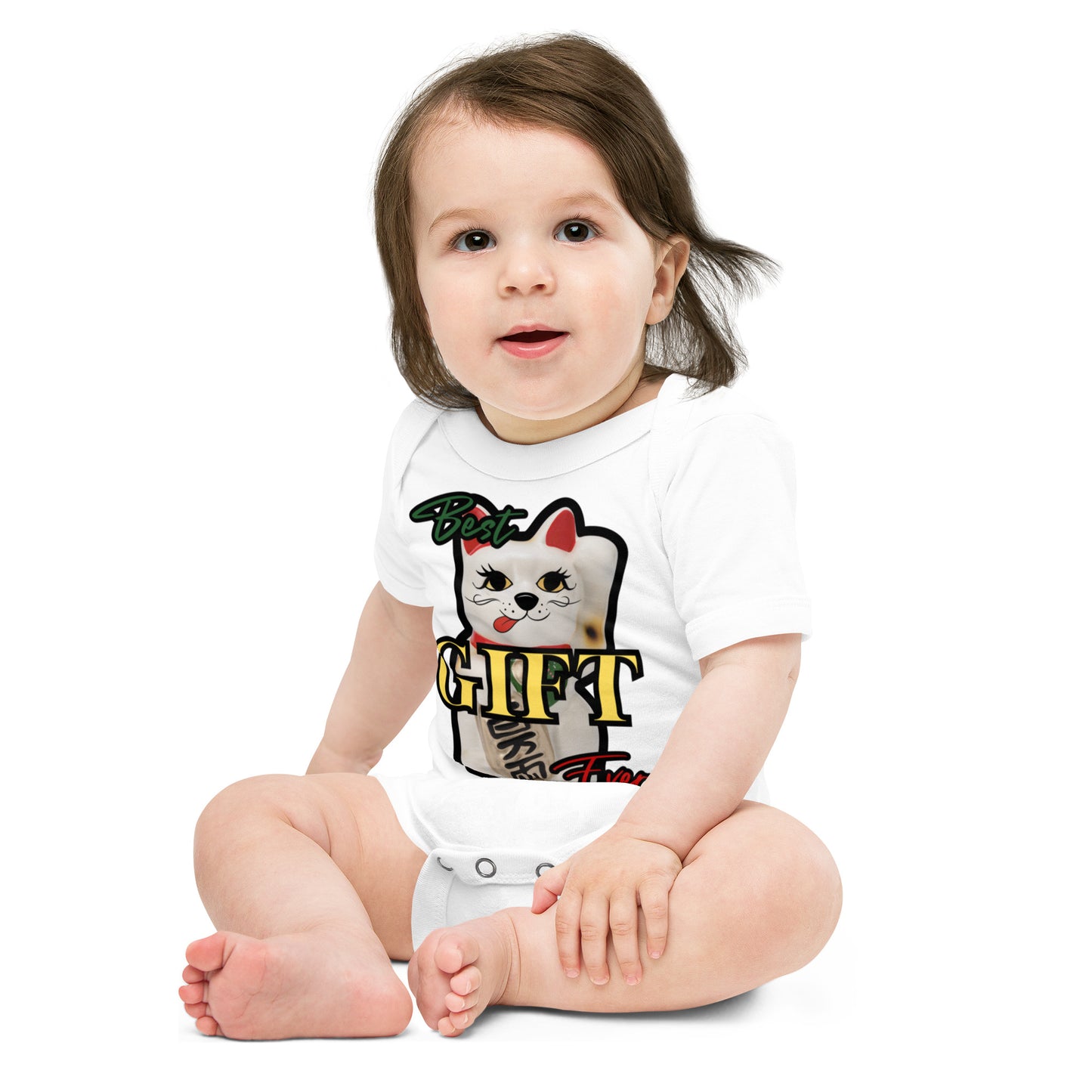 Best Gift Ever, Lucky Cat, Manekineko, Baby short sleeve bodysuit