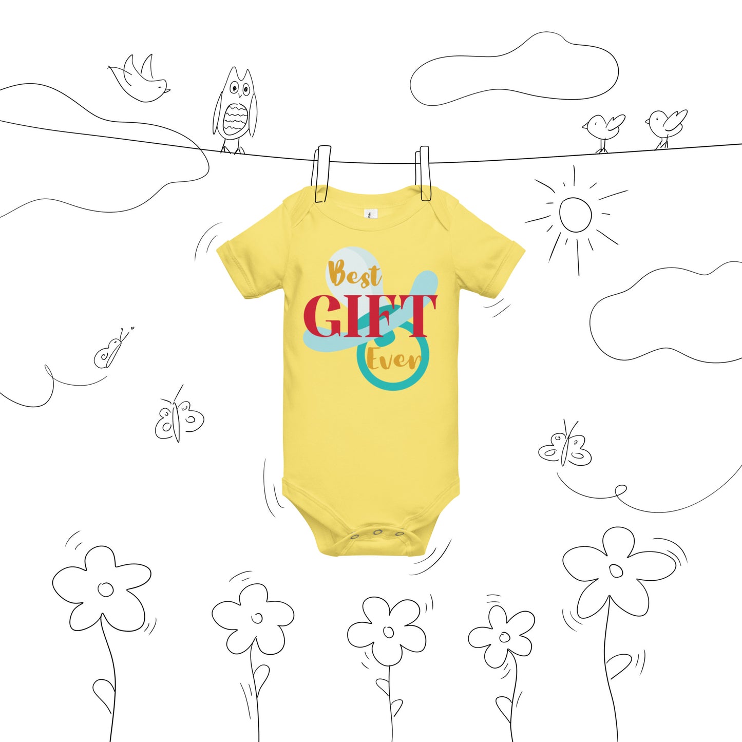 Best Gift Ever Baby short sleeve Bodysuit Dummy