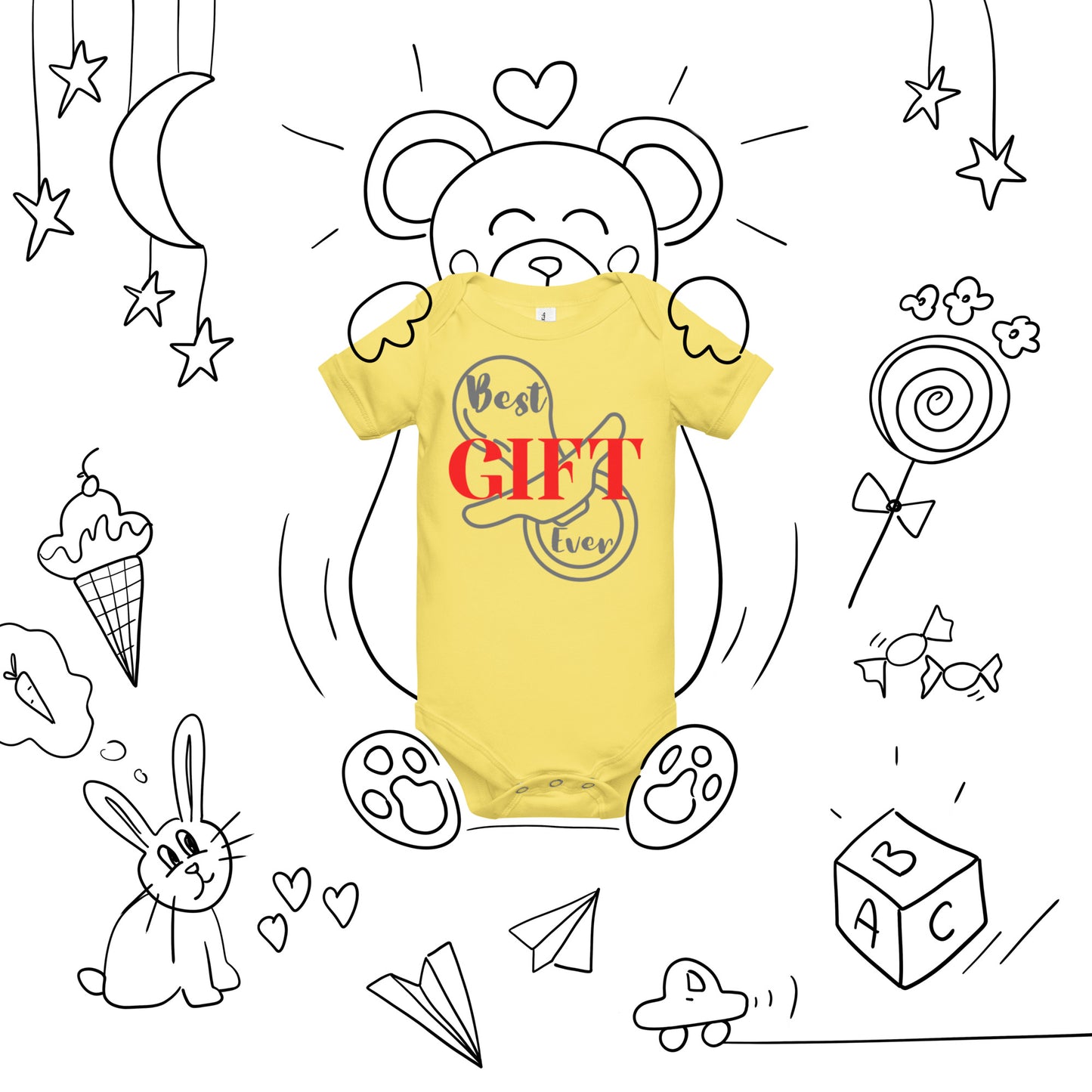 Best Gift Ever Baby short sleeve one piece Pacifier