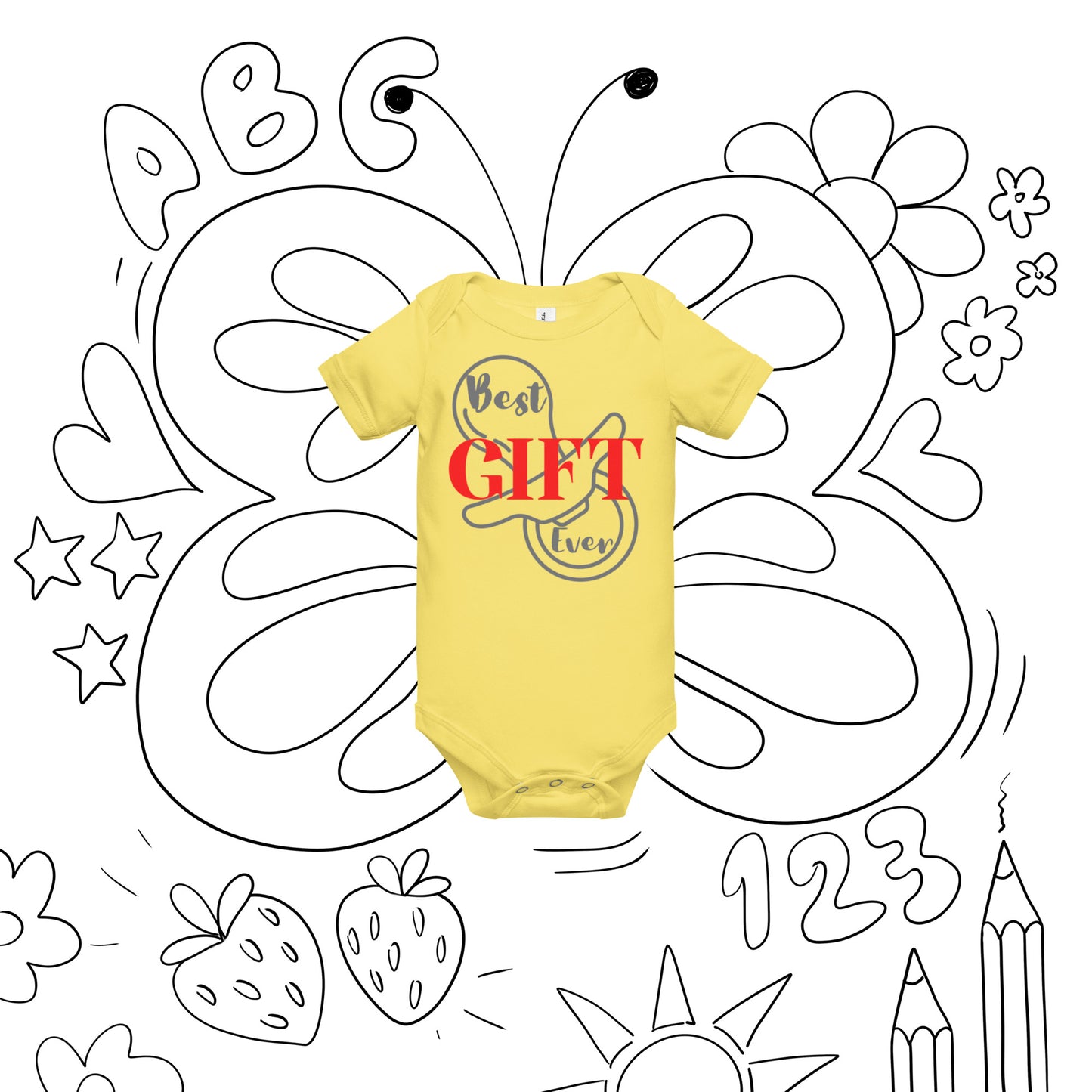 Best Gift Ever Baby short sleeve one piece Pacifier
