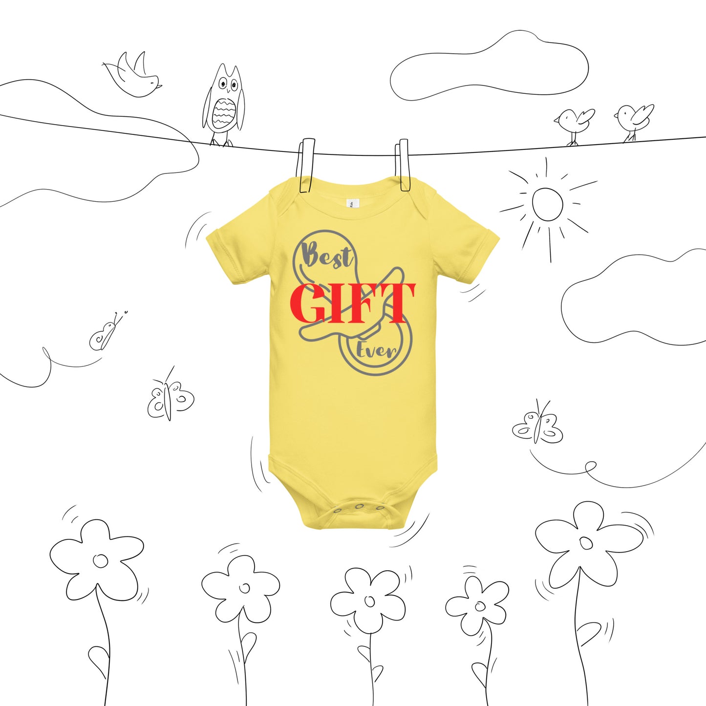 Best Gift Ever Baby short sleeve one piece Pacifier