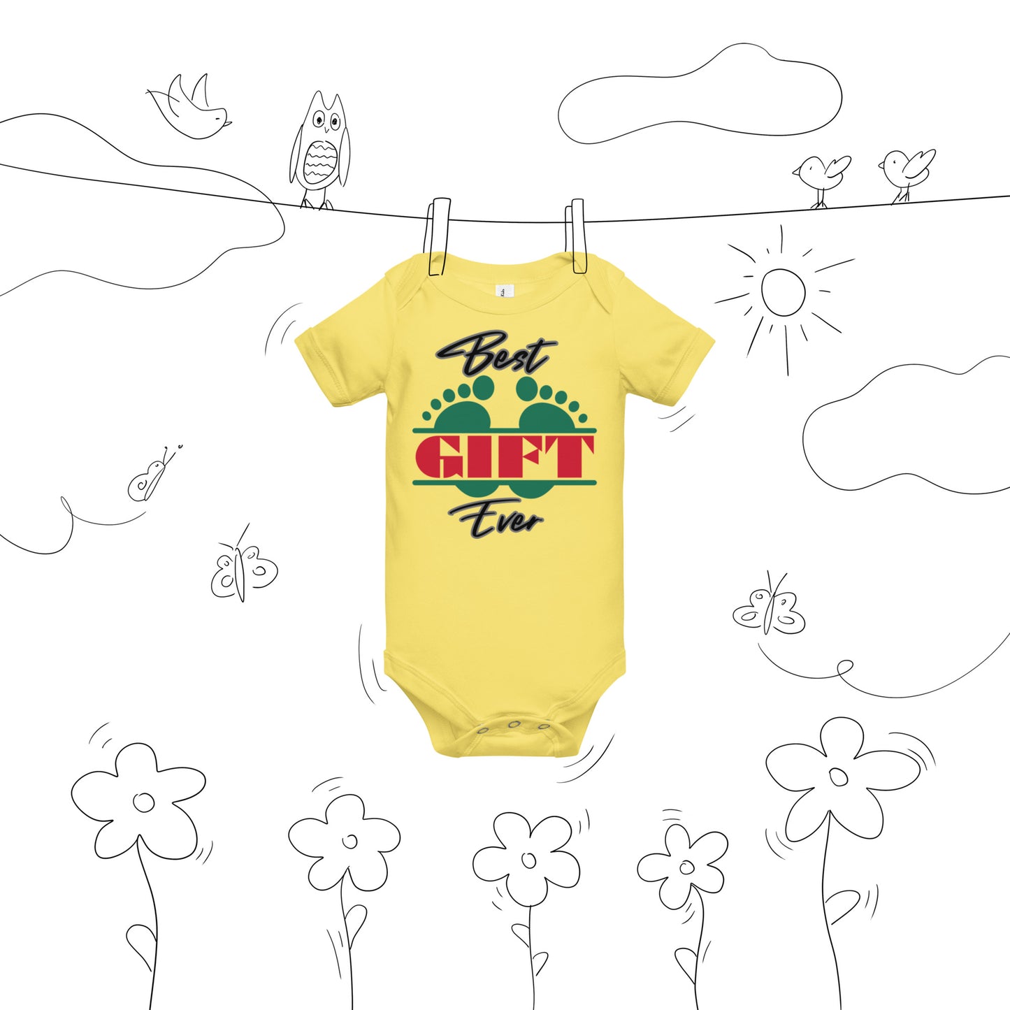 Best Gift Ever Baby Foot Baby Cotton short sleeve bodysuit