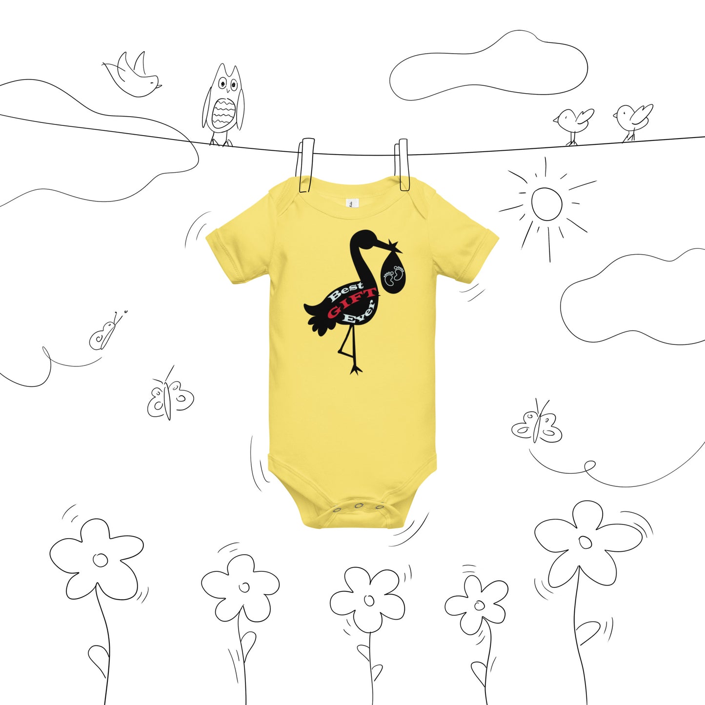 Best Gift Ever Stork with Baby bodysuit