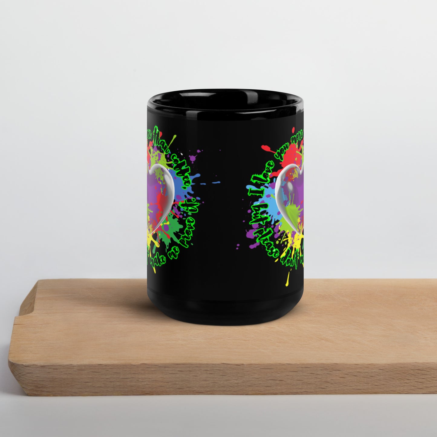 I love you more than coffee, Love Heart Black Glossy Mug