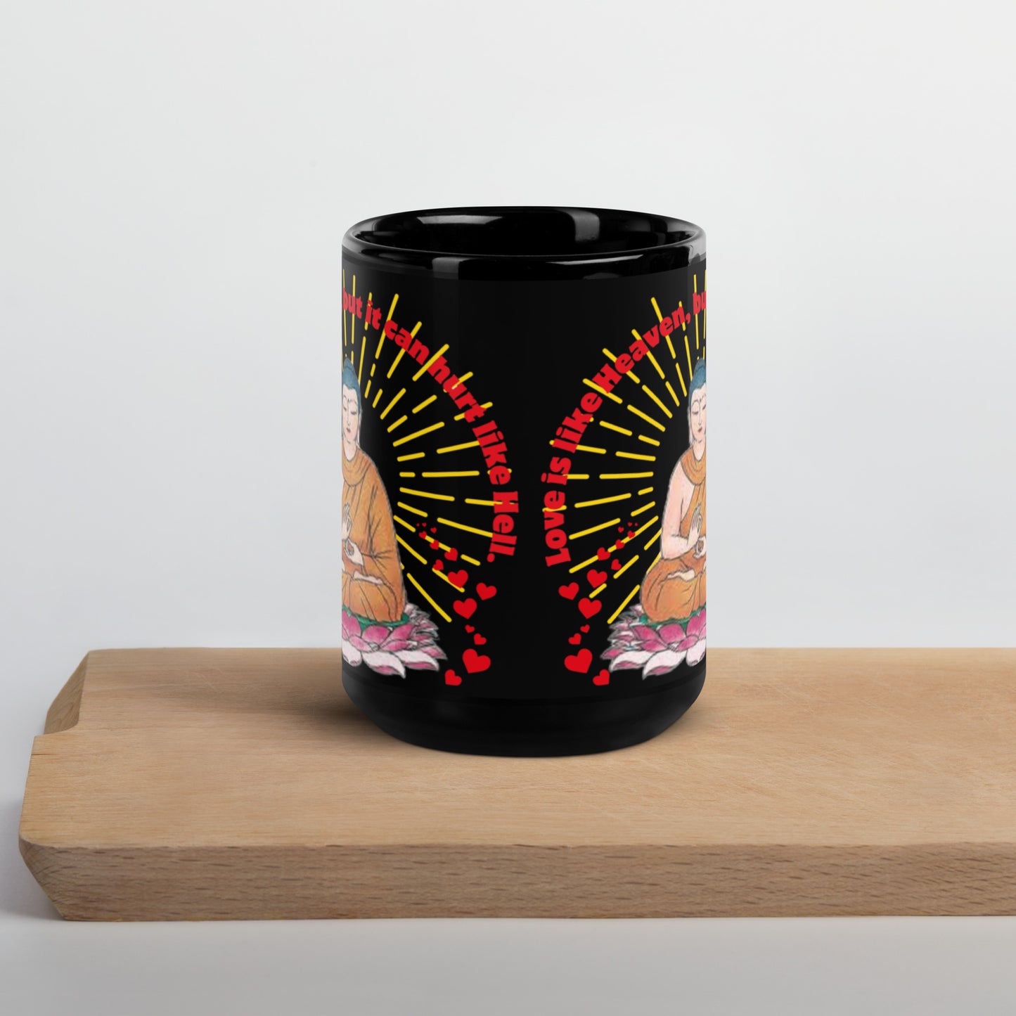 Japanese, Buddha,, Tenjoutenge Black Glossy Mug