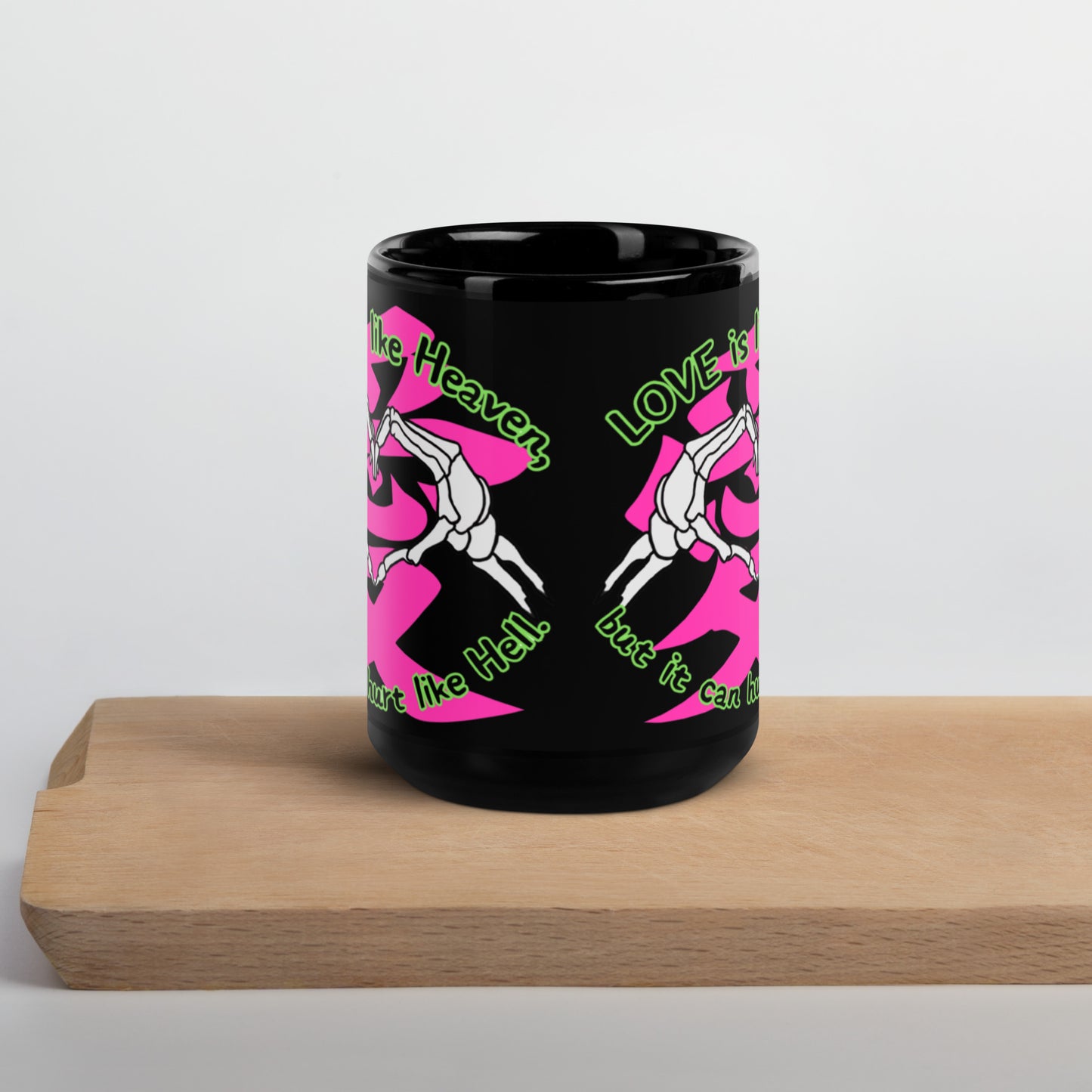 Love is like Heaven, kawaii, ai, love, Black Glossy Mug