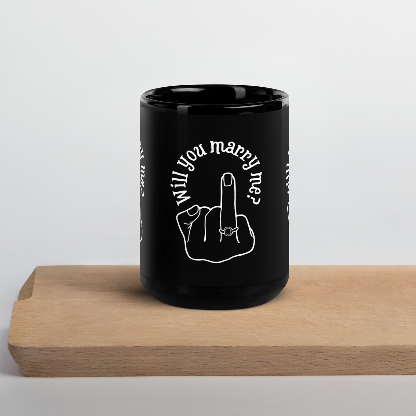 Will you Marry Me?? Engagement Proposal Message Black Glossy Mug