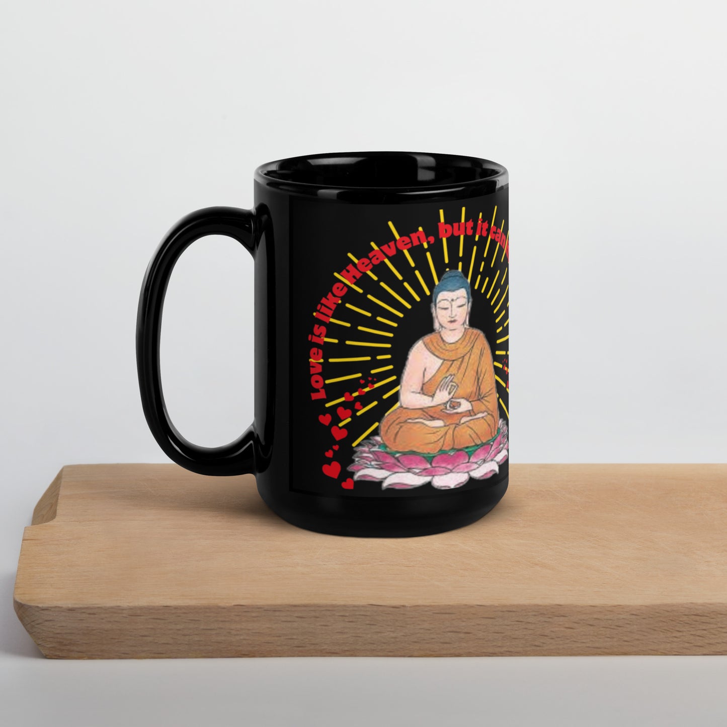 Japanese, Buddha,, Tenjoutenge Black Glossy Mug