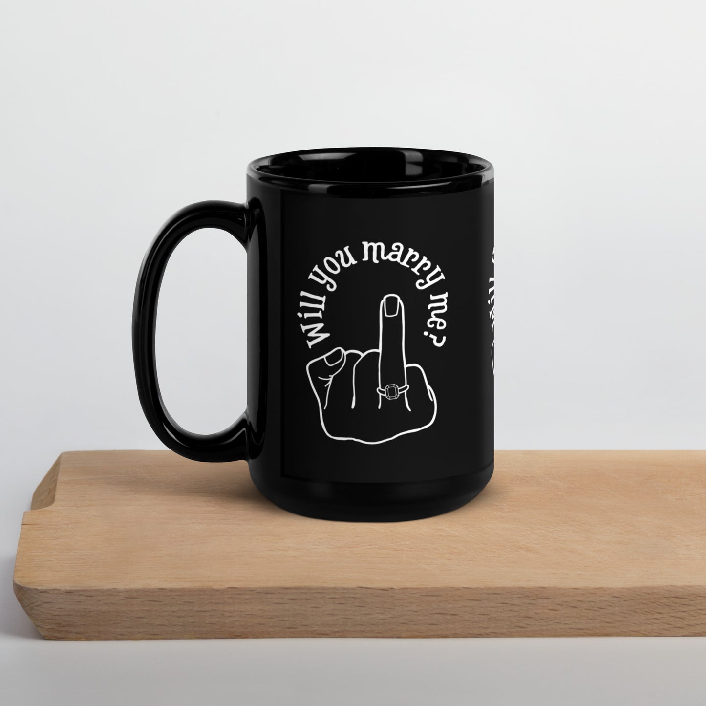 Will you Marry Me?? Engagement Proposal Message Black Glossy Mug