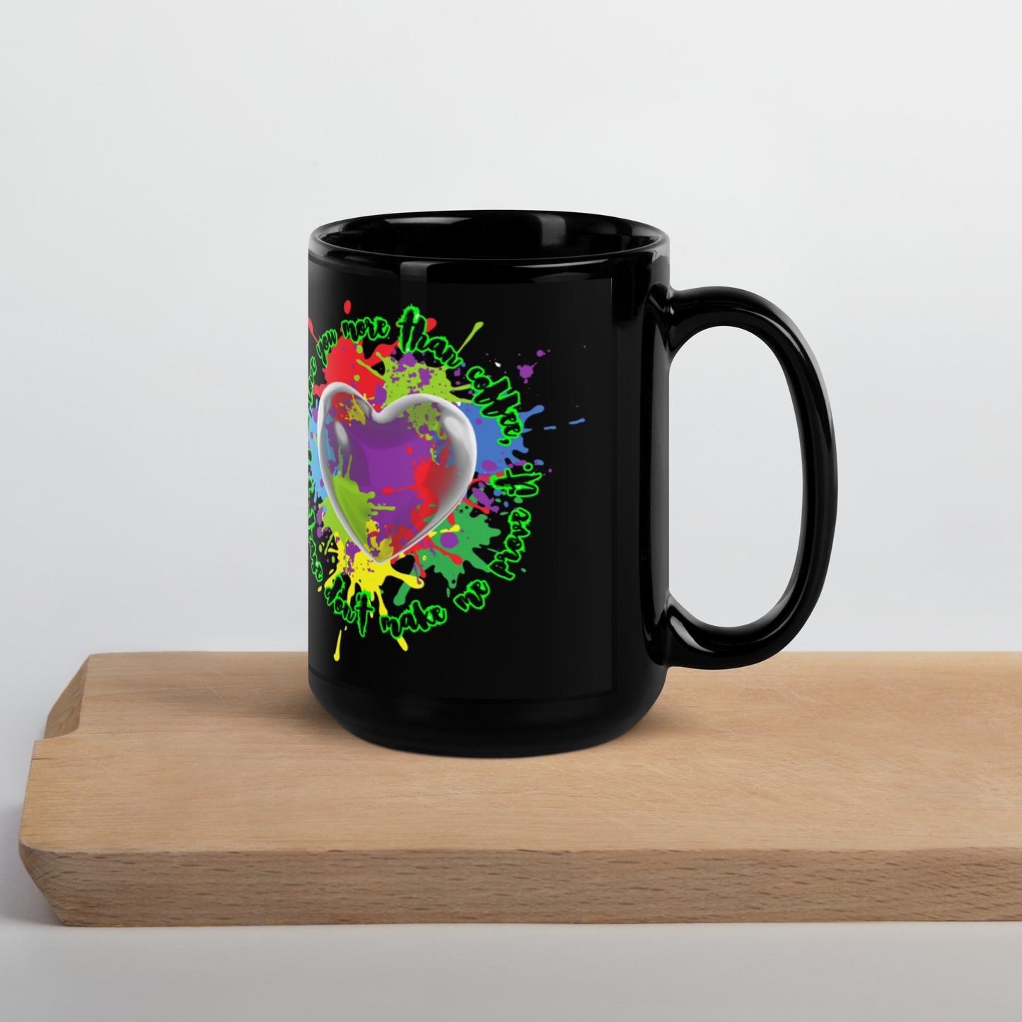 I love you more than coffee, Love Heart Black Glossy Mug