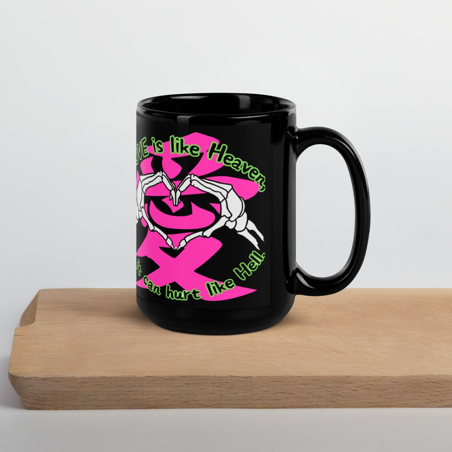 Love is like Heaven, kawaii, ai, love, Black Glossy Mug