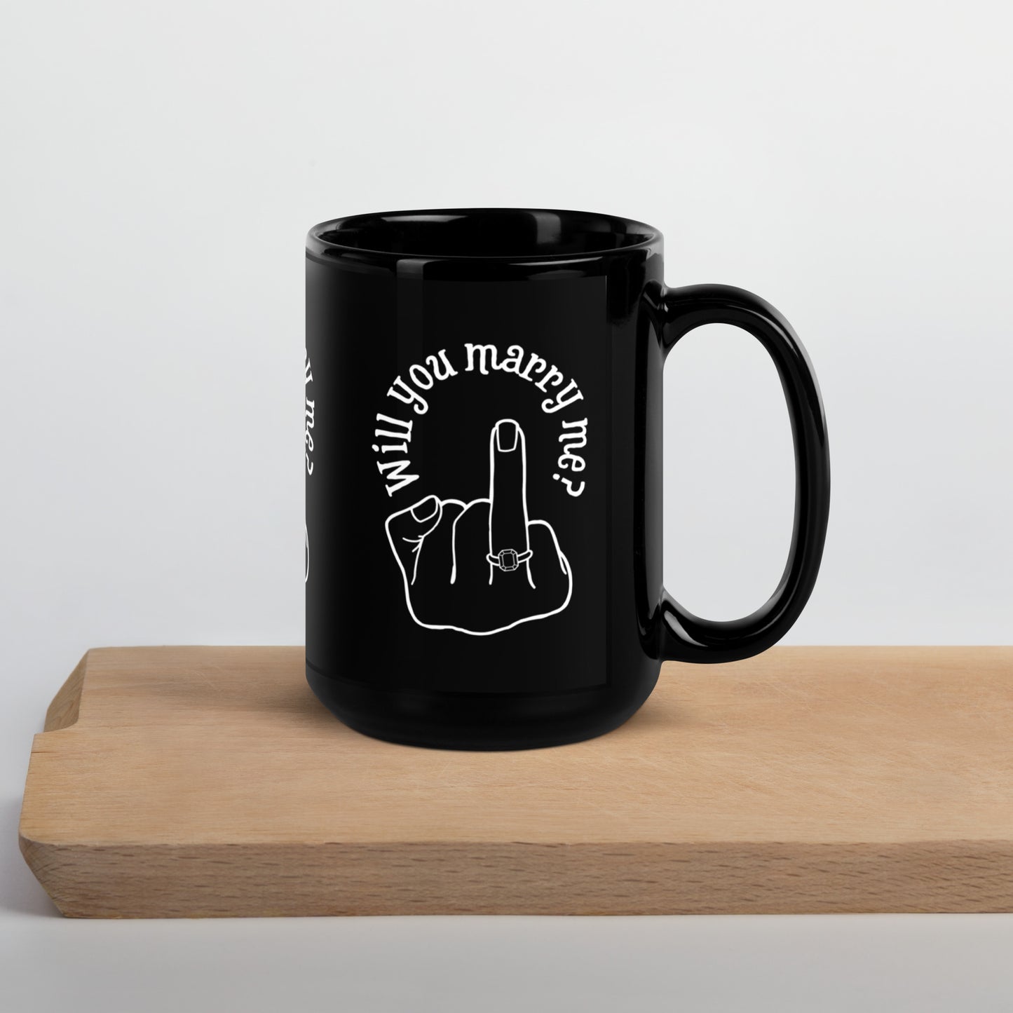 Will you Marry Me?? Engagement Proposal Message Black Glossy Mug