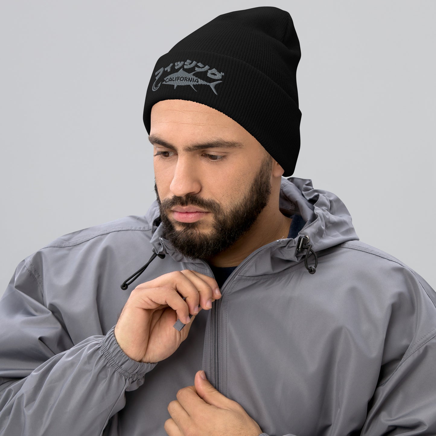 Fishing California, Japanese katakana, Cuffed Beanie