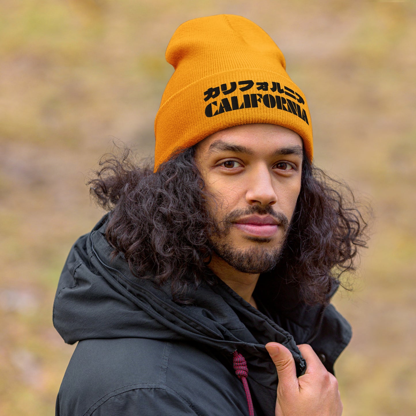 California Grizzly Bear Japanaese Katakana Cuffed Beanie