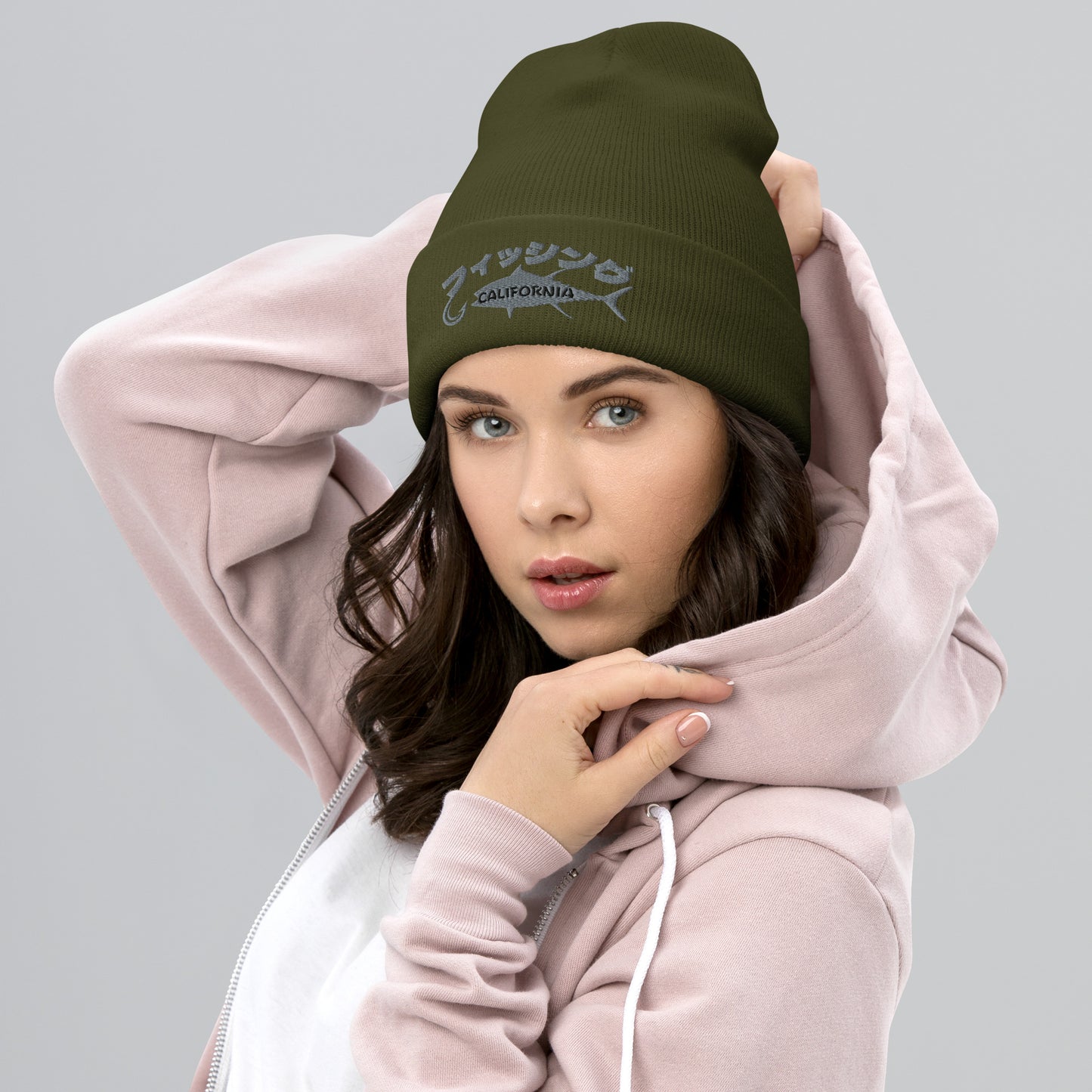 Fishing California, Japanese katakana, Cuffed Beanie