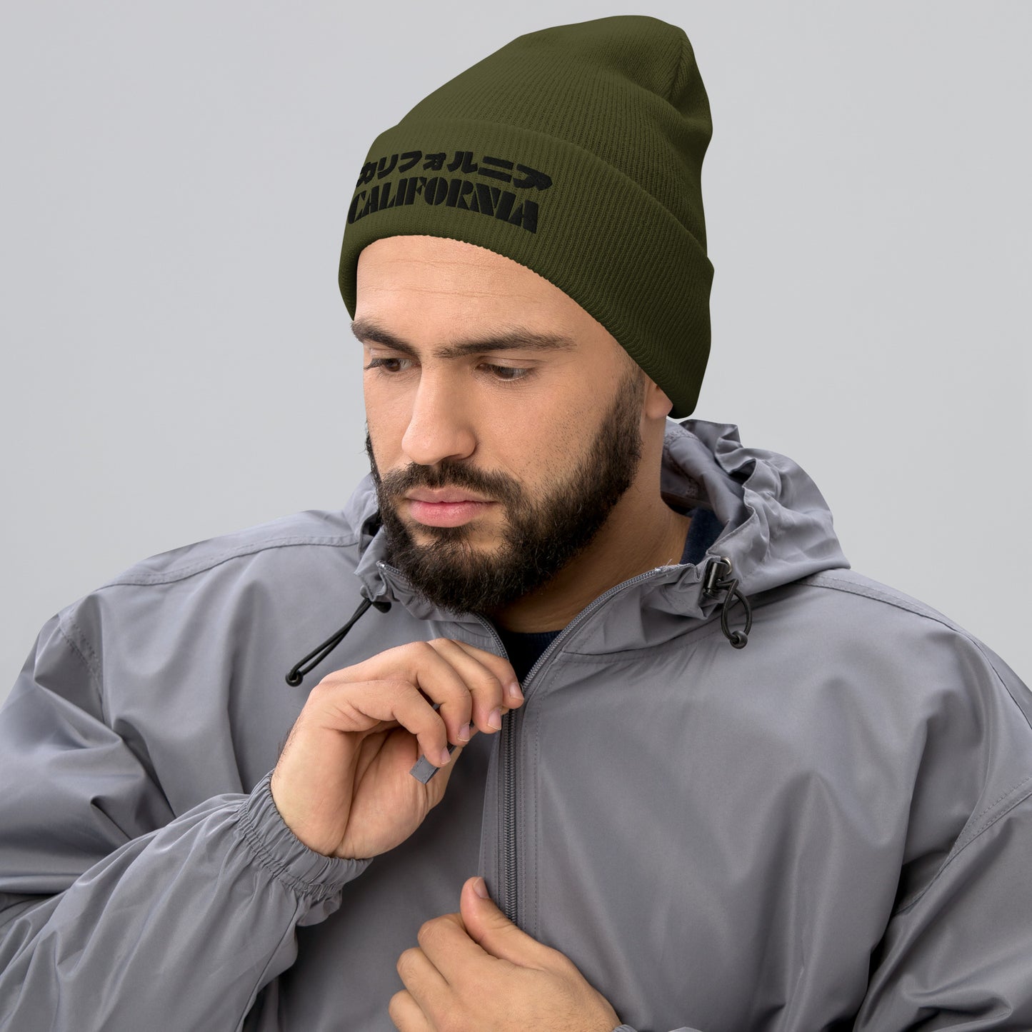 California Grizzly Bear Japanaese Katakana Cuffed Beanie