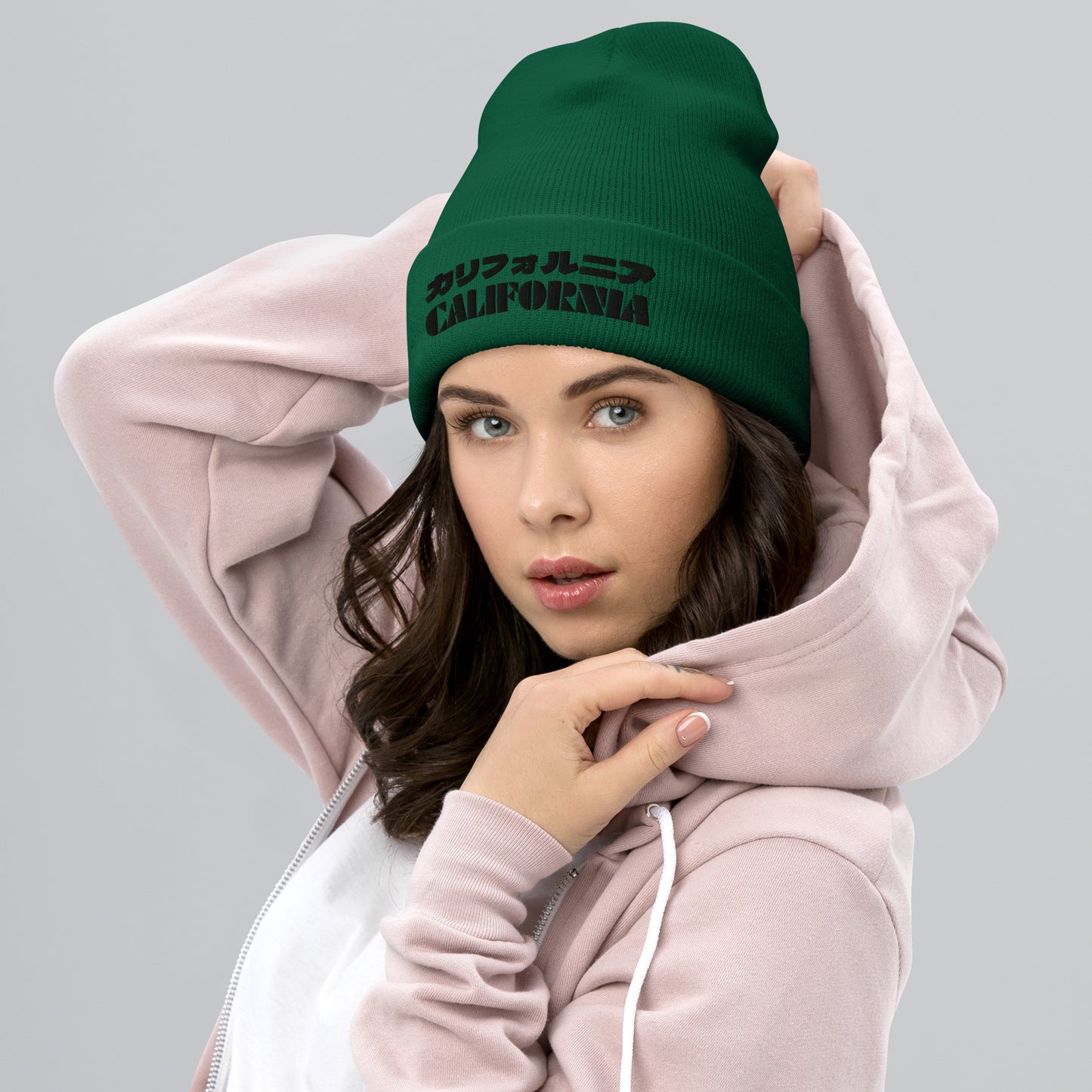 California Grizzly Bear Japanaese Katakana Cuffed Beanie