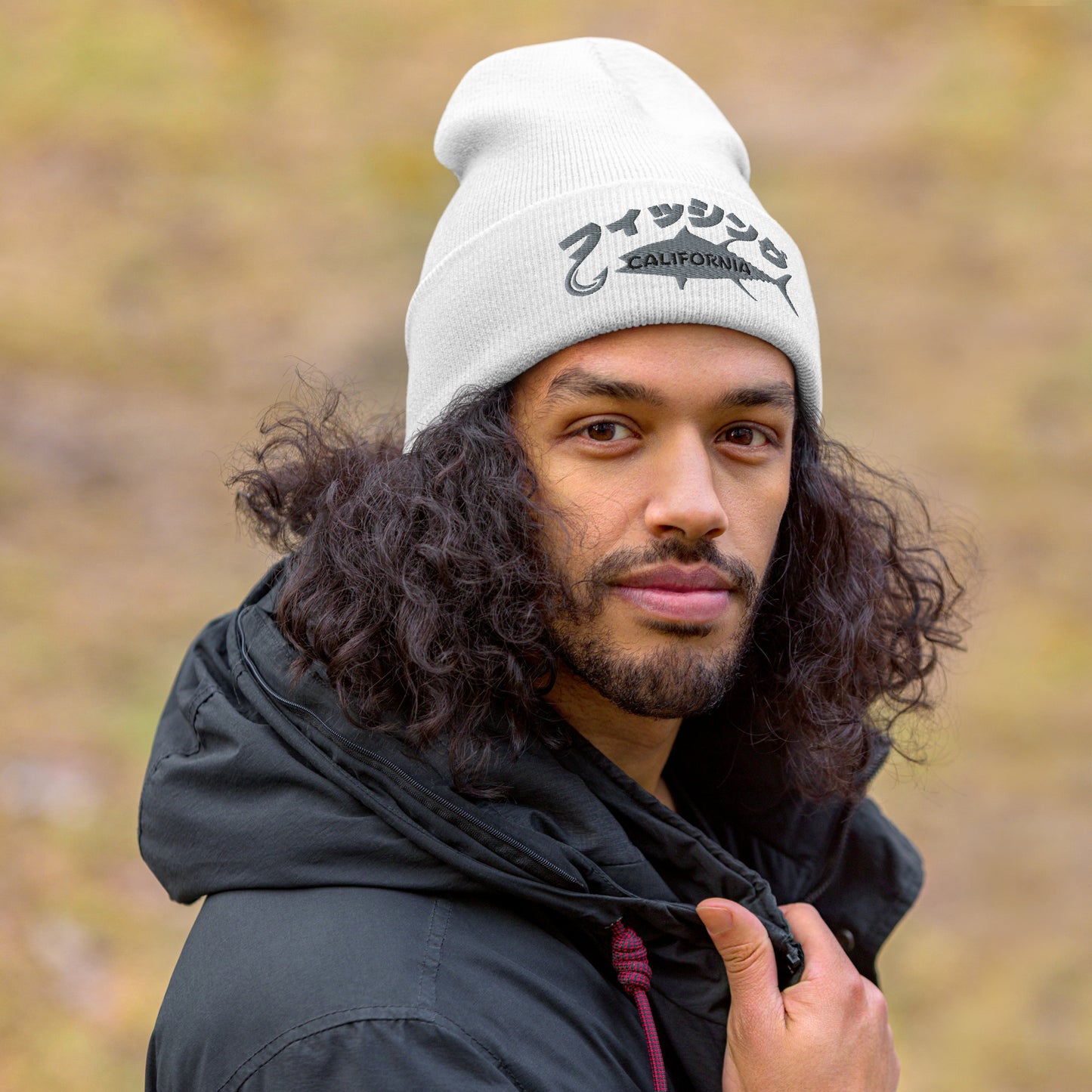 Fishing California, Japanese katakana, Cuffed Beanie