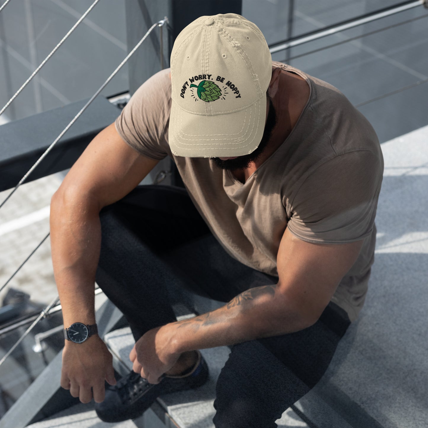 Don’t worry, be hoppy, Beer, Distressed Dad Hat
