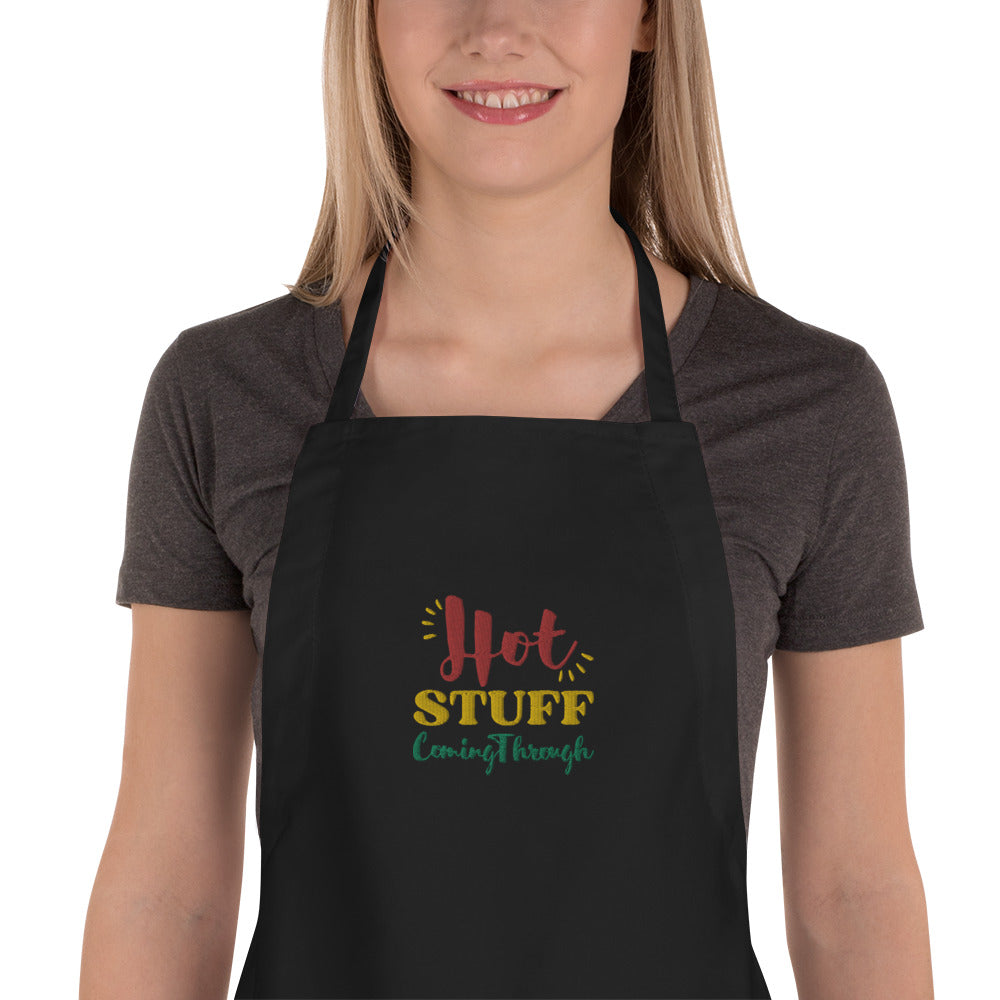 Chef Apron, Stuff Apron, Hot Stuff Coming Through, Food Worker Apron Embroidered Apron