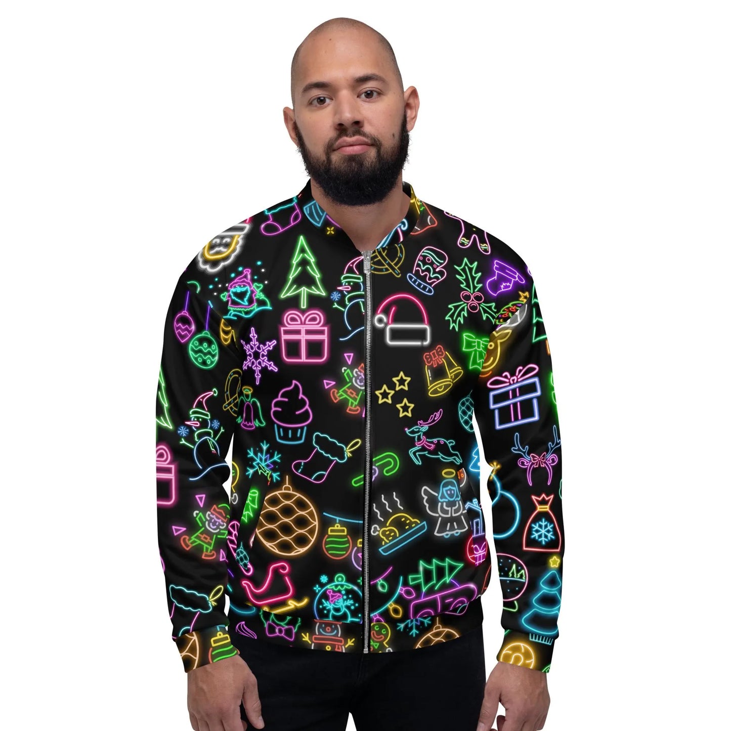 Christmas Vibes,Christmas Neon, Merry Christmas Neon, Japanese Neon, Tokyo, Kawaii, Gift For Her, Gift For Him, Neon Sign, Harajuku, Unisex Bomber Jacket