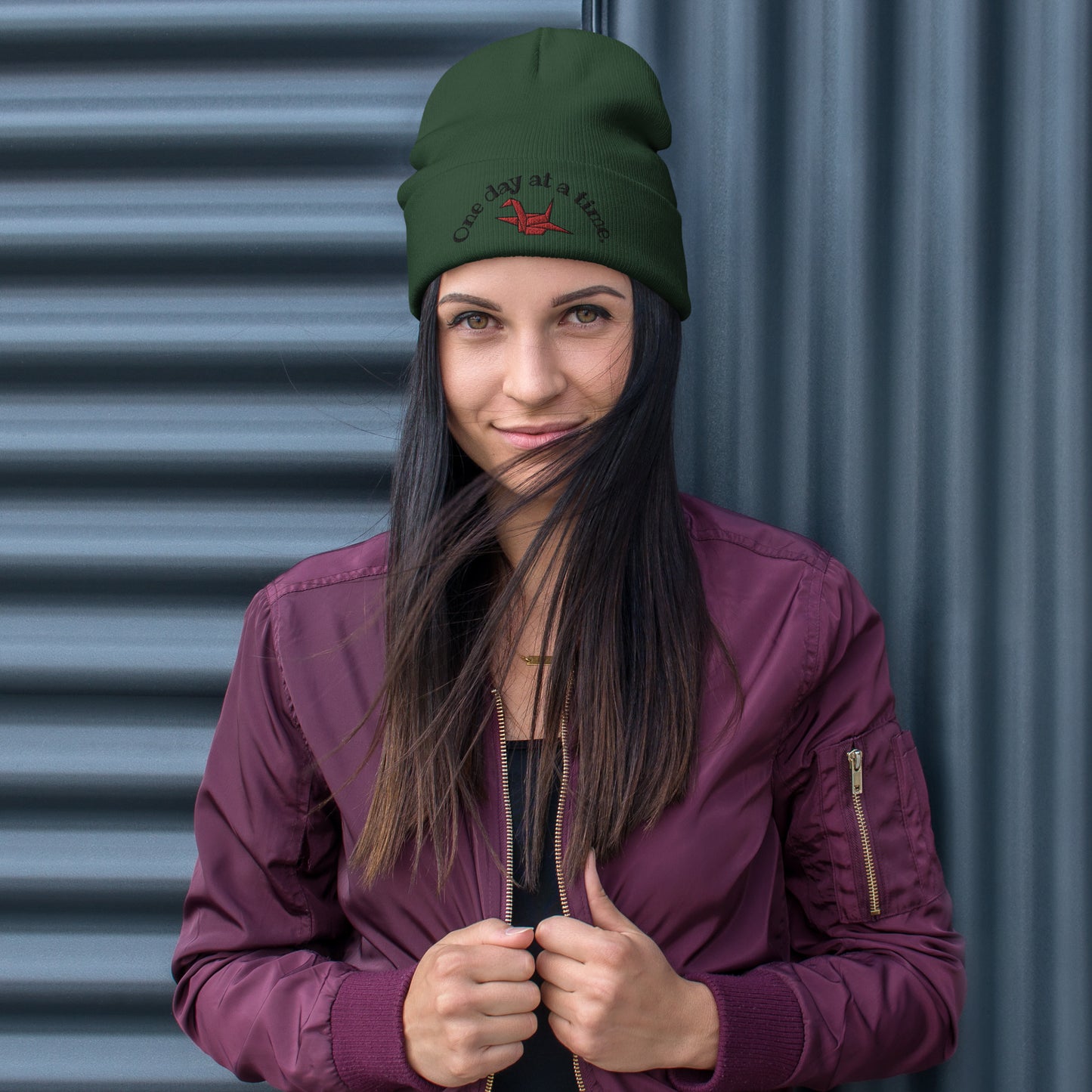 ORIGAMI, orizuru, cranes, Embroidered Beanie