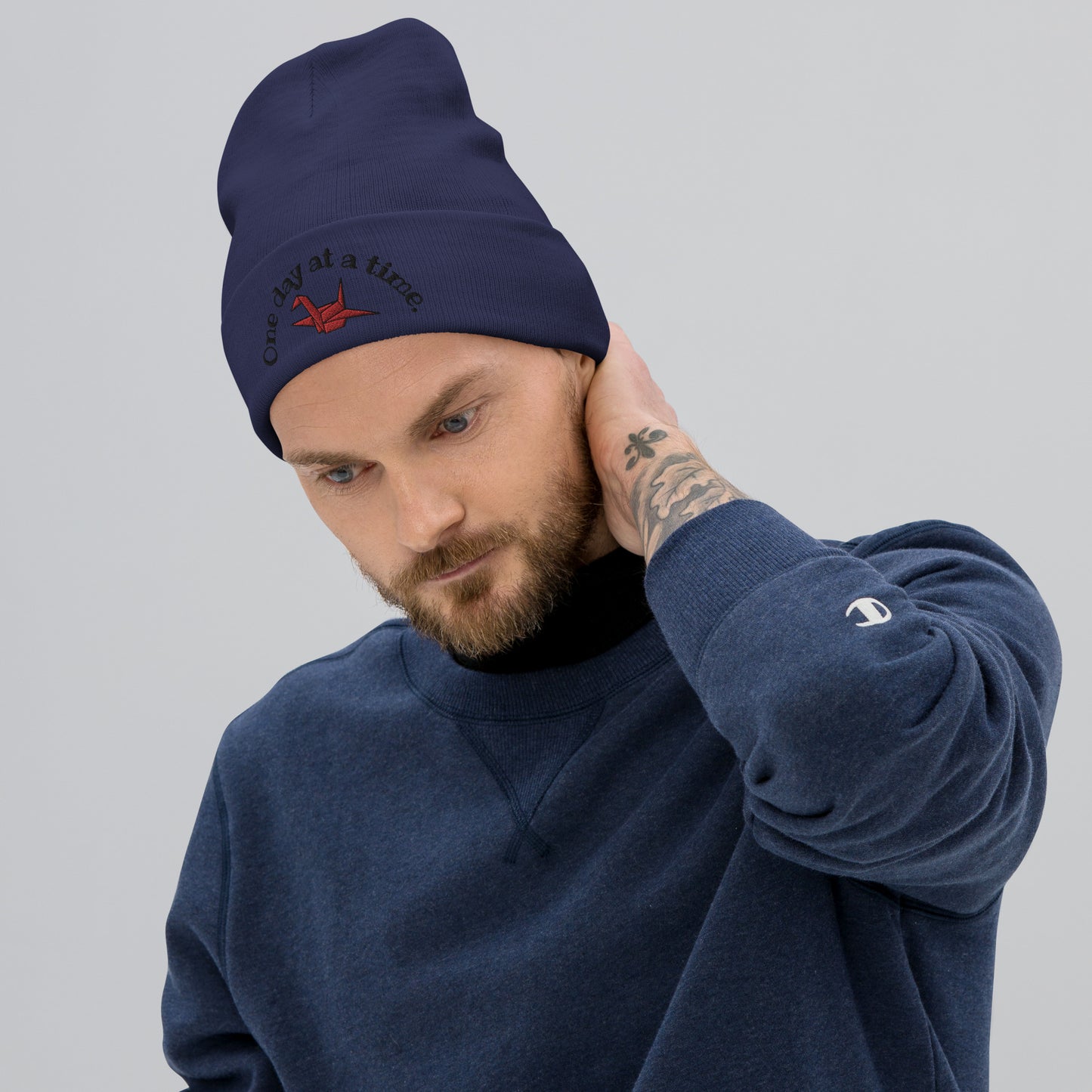 ORIGAMI, orizuru, cranes, Embroidered Beanie