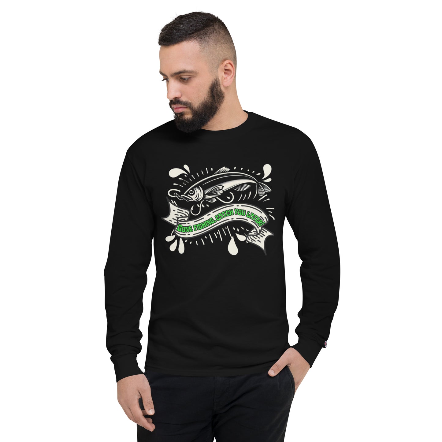 Fishing Dad, Cool, Kawaii, Champion Long Sleeve Shirt