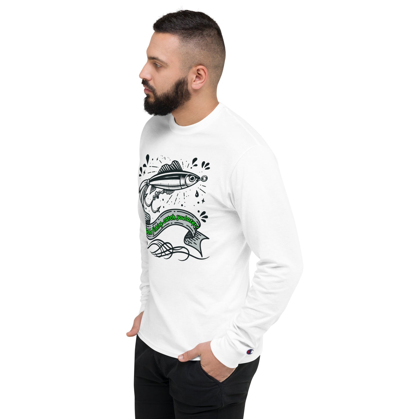 Fishing, Fishing Dad, Tattoo, Kawaii, Champion Long Sleeve Shirt