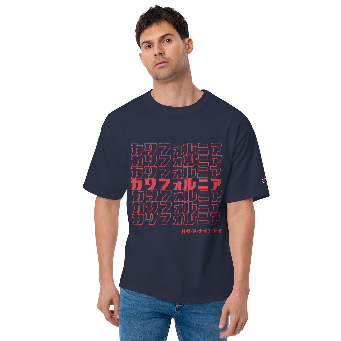 California, Japanese, Katakana, Nihongo, Have a good day Champion T-Shirt