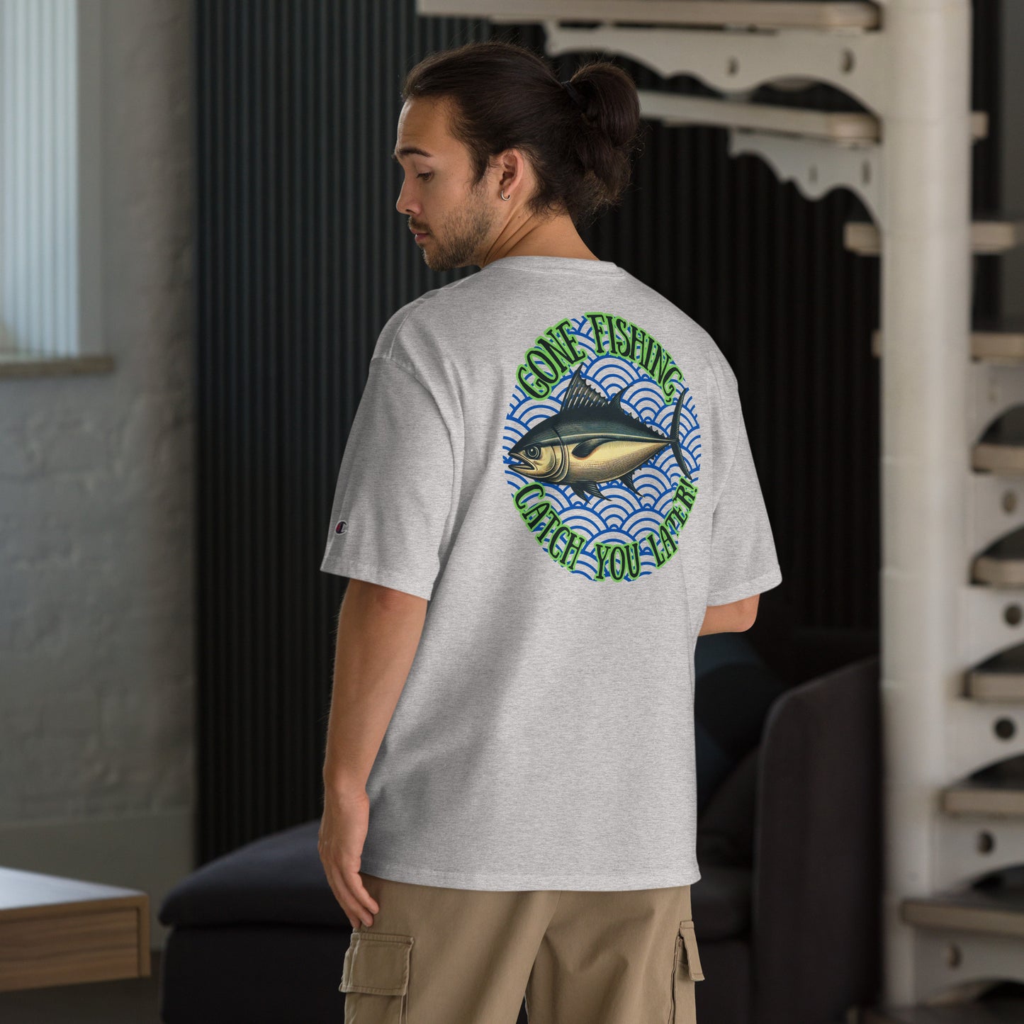 Fishing, Fishing Dad, Gone Fishing, Tuna Fishing, fishing lure, kawaii, father's day gift, Best Gift For Dad, 100% cotton, Champion T-Shirt