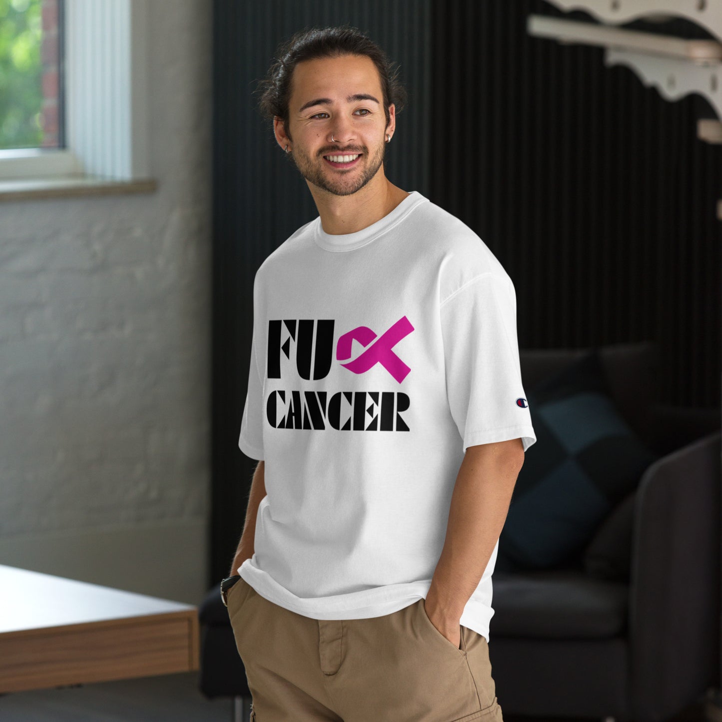 Fuck Cancer, Cancer Survivor Gift, 100% cotton Champion T-Shirt