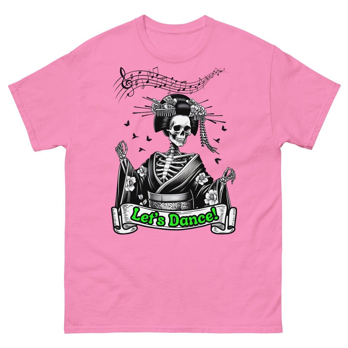 Japanese Dancing Skeleton, Let's Dance, 100% cotton shirt, classic tee