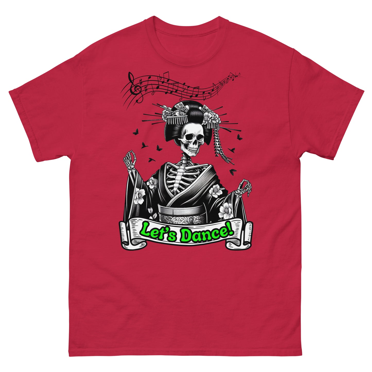 Japanese Dancing Skeleton, Let's Dance, 100% cotton shirt, classic tee