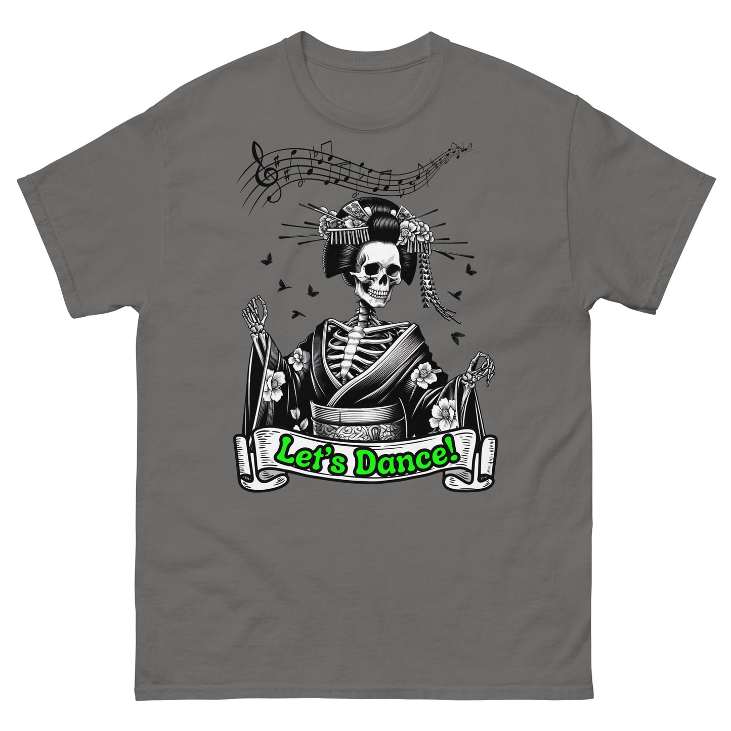 Japanese Dancing Skeleton, Let's Dance, 100% cotton shirt, classic tee